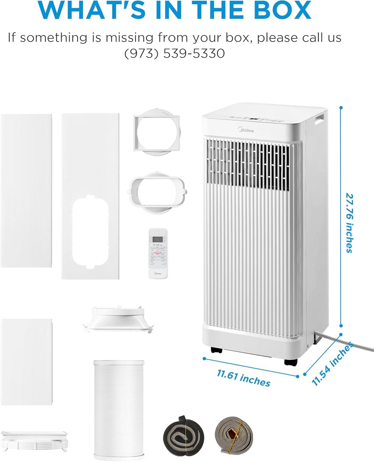 image:imageMidea 10000 BTU ASHRAE 7100 BTU SACC Portable Air Conditioner Smart Control Cools up to 300 Sq Ft with Dehumidifier amp Fan mode Easy touse Remote Control amp Window Installation Kit Included10 000 BTUSmart