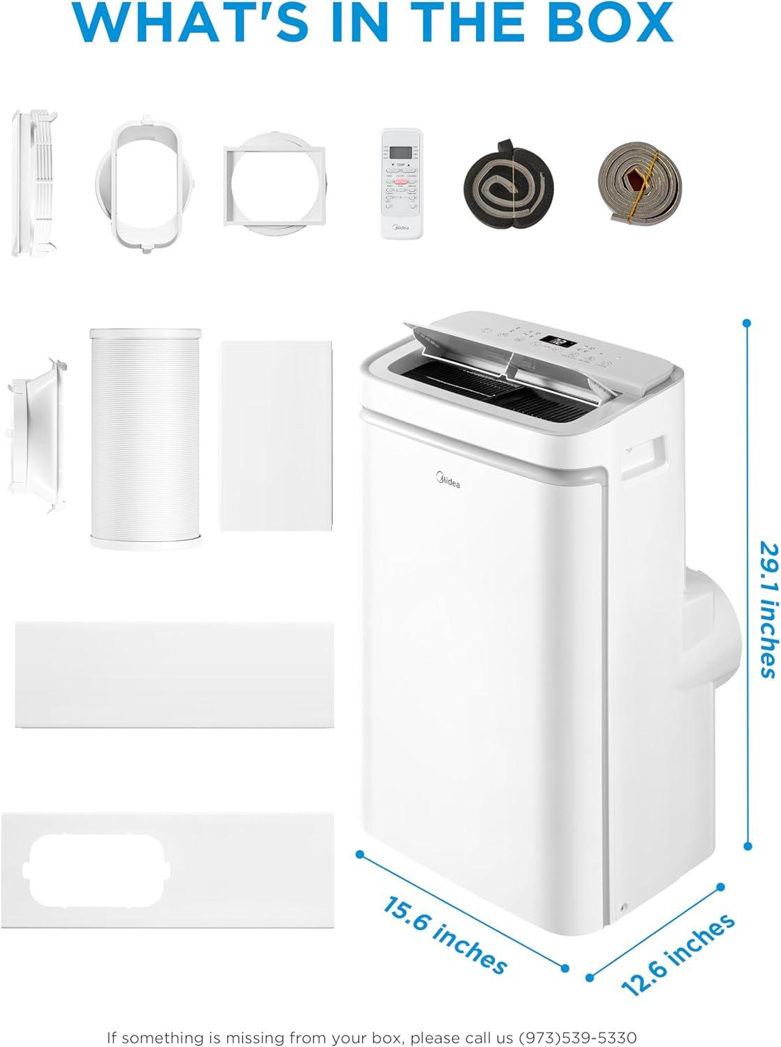 image:imageMidea 10000 BTU ASHRAE 7100 BTU SACC Portable Air Conditioner Smart Control Cools up to 300 Sq Ft with Dehumidifier amp Fan mode Easy touse Remote Control amp Window Installation Kit Included14 000 BTUSmart