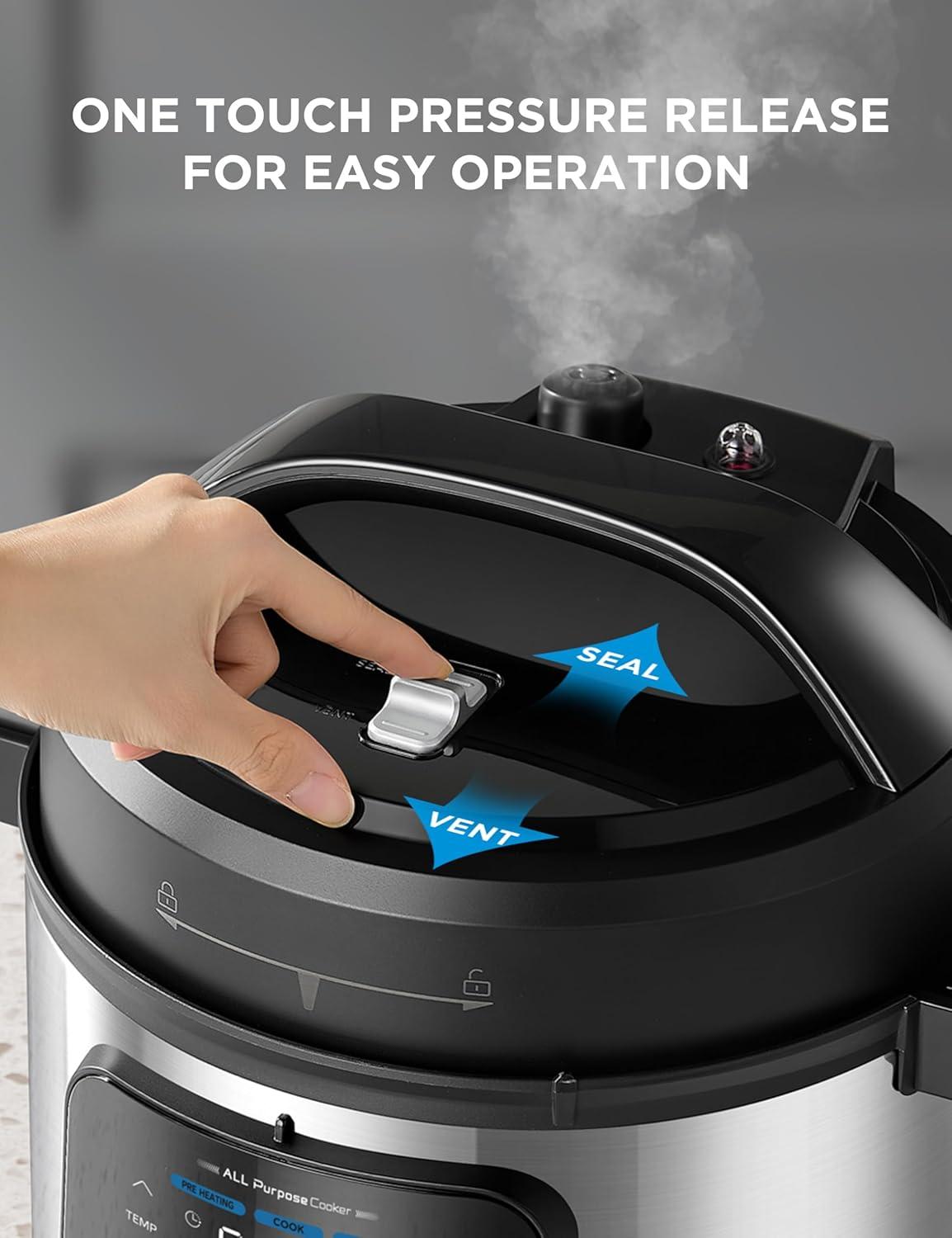 image:imageMidea 10in1 Electric Pressure Cooker with Slow Cooker Steamer Saute Sous Vide and Bake Modes Stovetop amp Oven Safe Stainless Steel Pot 6 Quarts