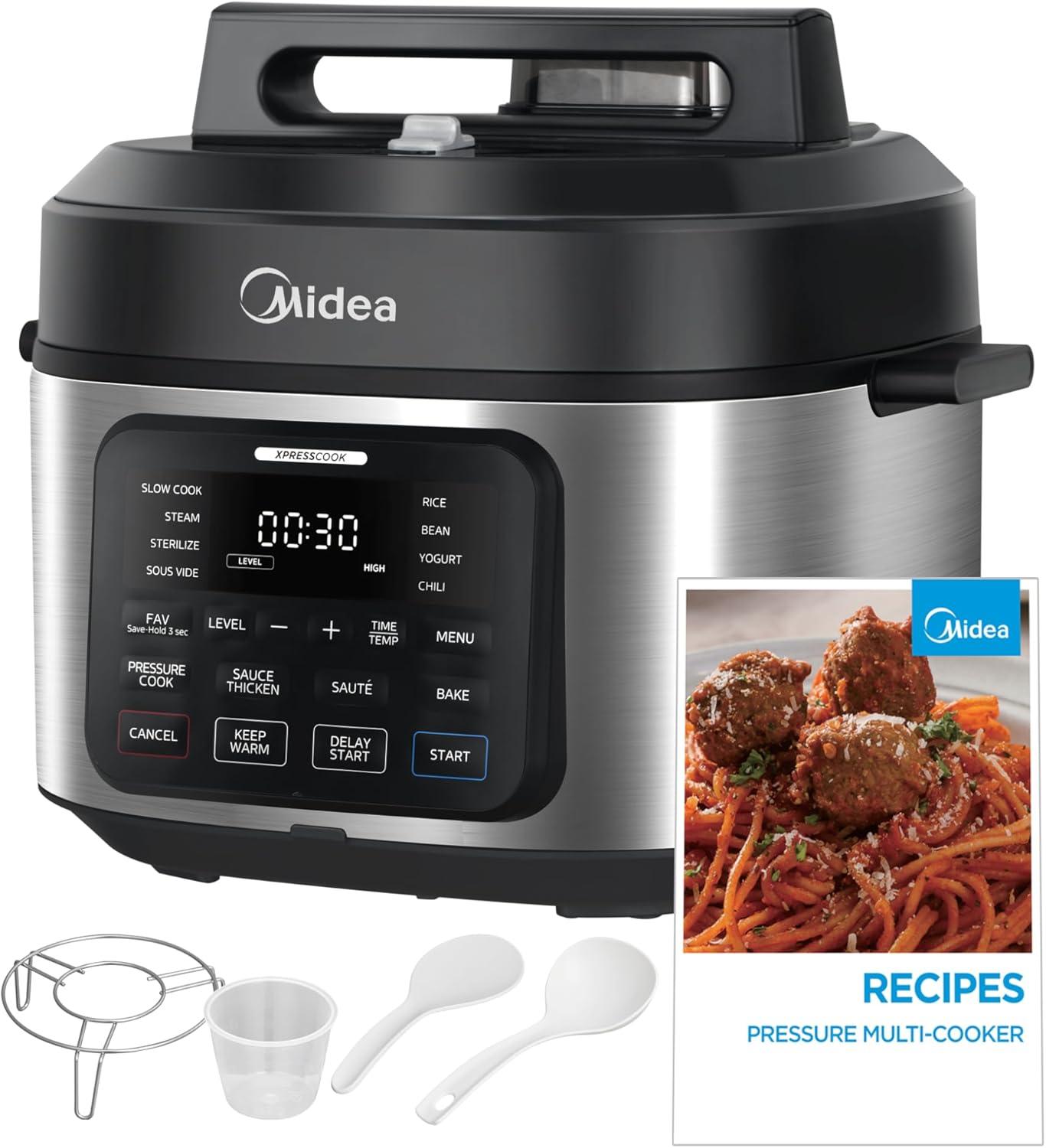 image:imageMidea 12in1 Electric Pressure Cooker 8 Quarts 12 Presets MultiFunctional Programmable Slow Cooker Rice Cooker Steamer Saut Pan Yogurt Maker and More Stainless SteelBlack