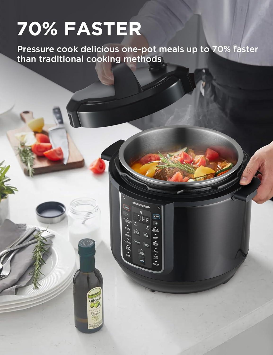 image:imageMidea 12in1 Electric Pressure Cooker 8 Quarts 12 Presets MultiFunctional Programmable Slow Cooker Rice Cooker Steamer Saut Pan Yogurt Maker and More Stainless SteelBlack