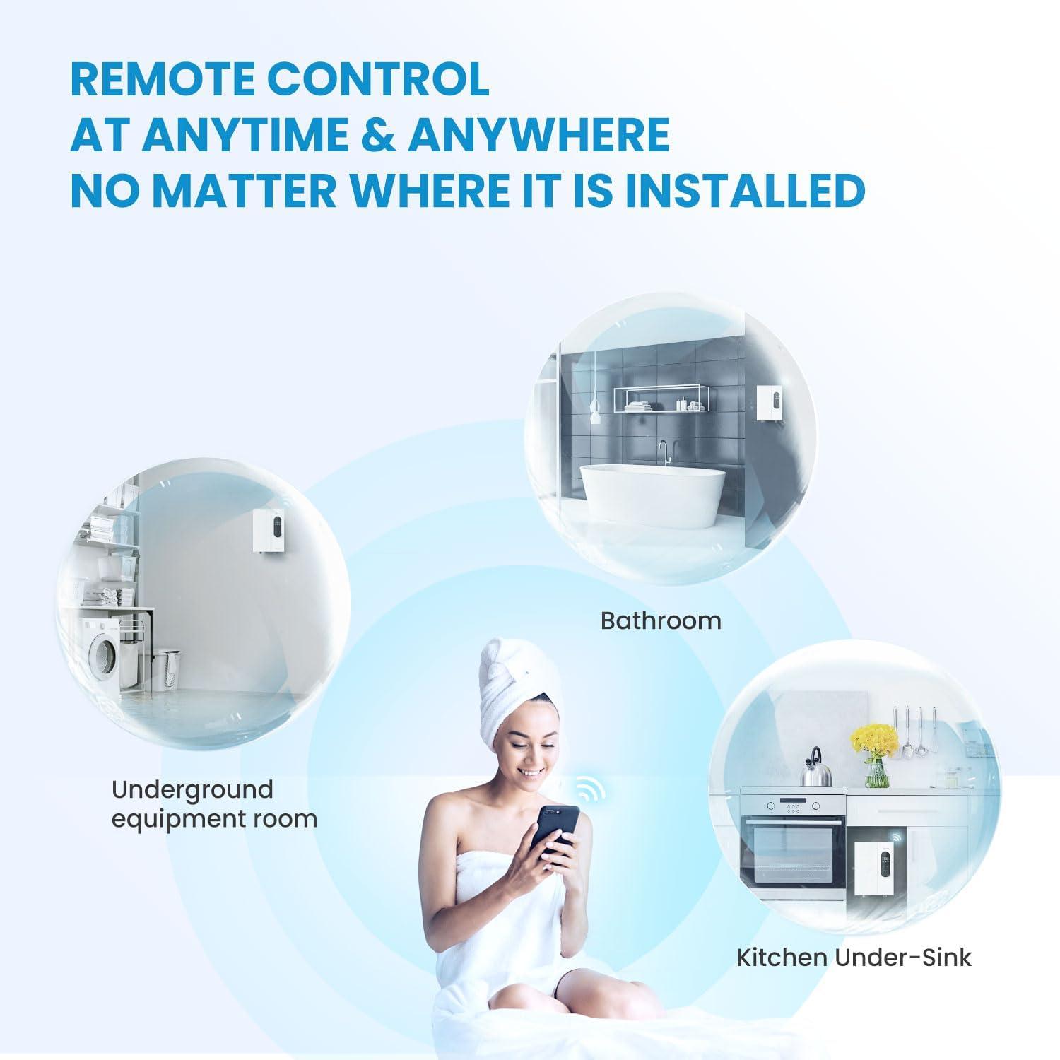 image:imageMidea 13KW Electric Tankless Water Heater Touch Control WiFi Control LED Display Child Mode 240 Volts with Automatic Power Modulation Ondemand Hot Water White13KW