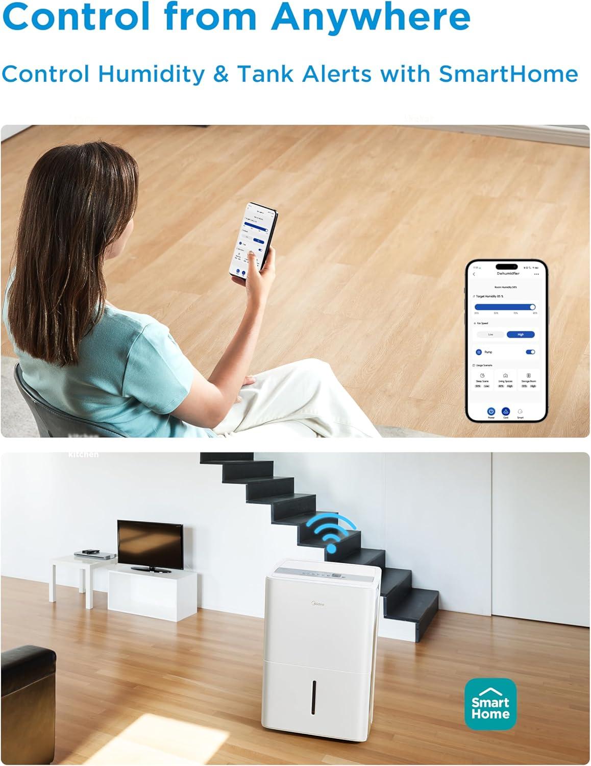 image:imageMidea 1500 Sq Ft Energy Star Certified Dehumidifier With Reusable Air Filter 22 Pint  Ideal For Basements Large amp Medium Sized Rooms And Bathrooms White3 000 Sq Ft  WiFi