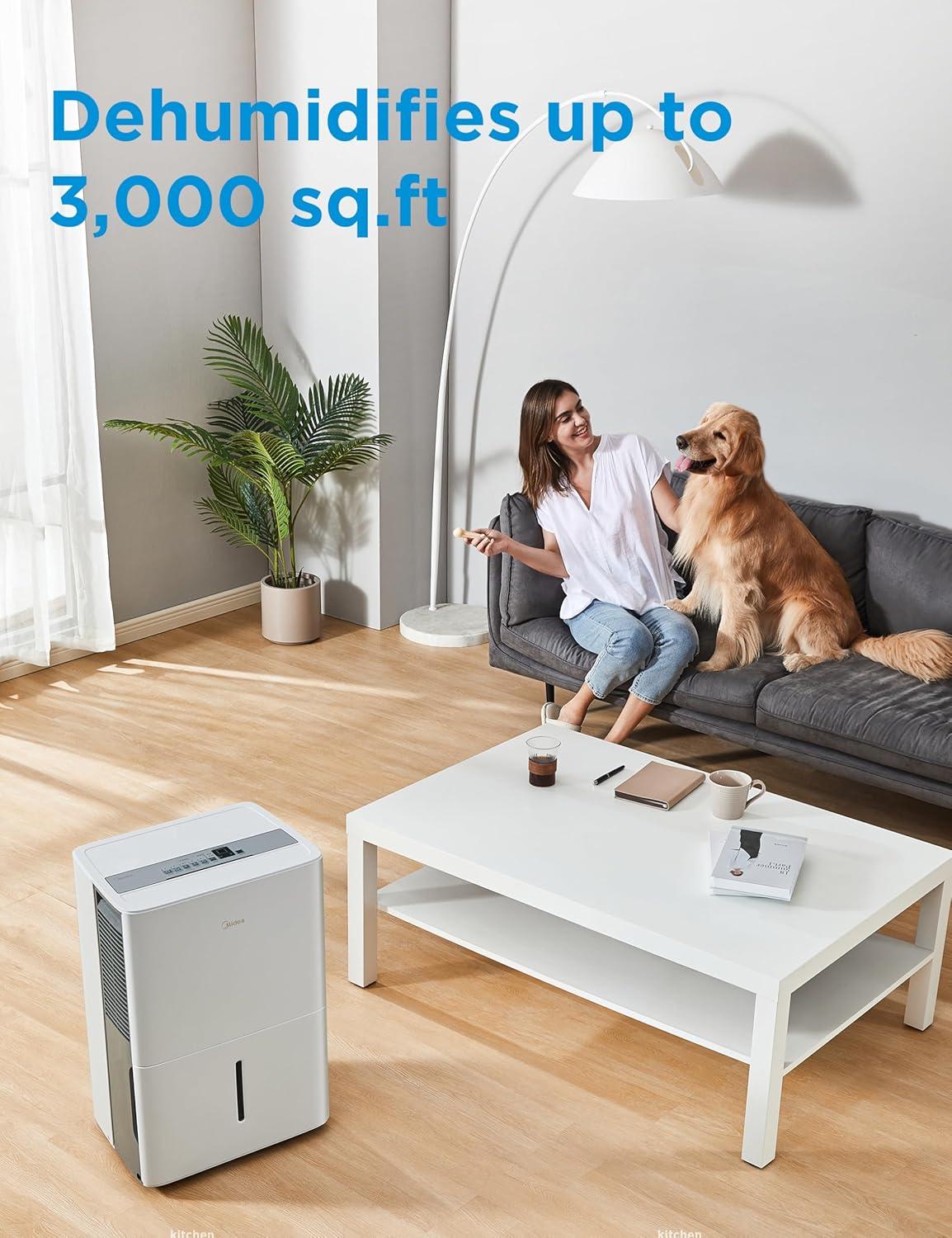 image:imageMidea 1500 Sq Ft Energy Star Certified Dehumidifier With Reusable Air Filter 22 Pint  Ideal For Basements Large amp Medium Sized Rooms And Bathrooms White3 000 Sq Ft  WiFi