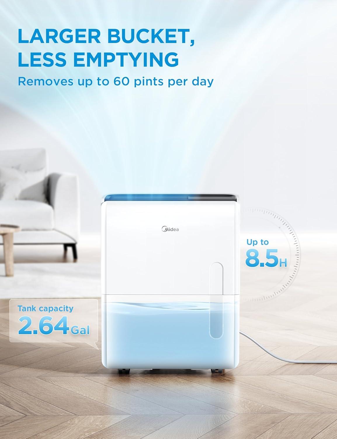 image:imageMidea 1500 Sq Ft Energy Star Certified Dehumidifier With Reusable Air Filter 22 Pint Ideal For Basements Large amp Medium Sized Rooms And Bathrooms White5 500 Sq Ft with Pump WiFi