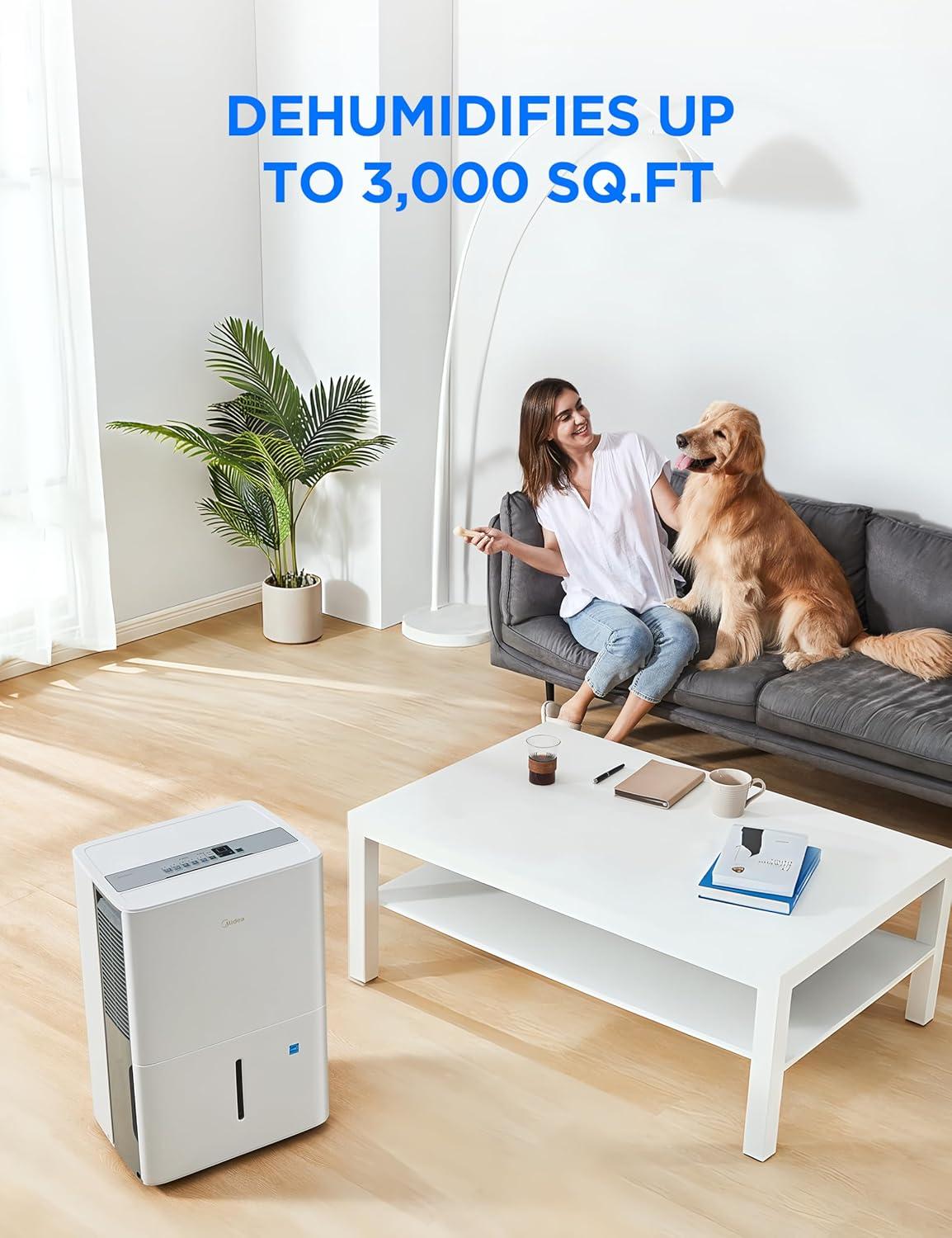 image:imageMidea 1500 Sq Ft Energy Star Certified Dehumidifier With Reusable Air Filter 22 Pint Ideal For Basements Large amp Medium Sized Rooms And Bathrooms White2026 3 000 Sq Ft WiFi