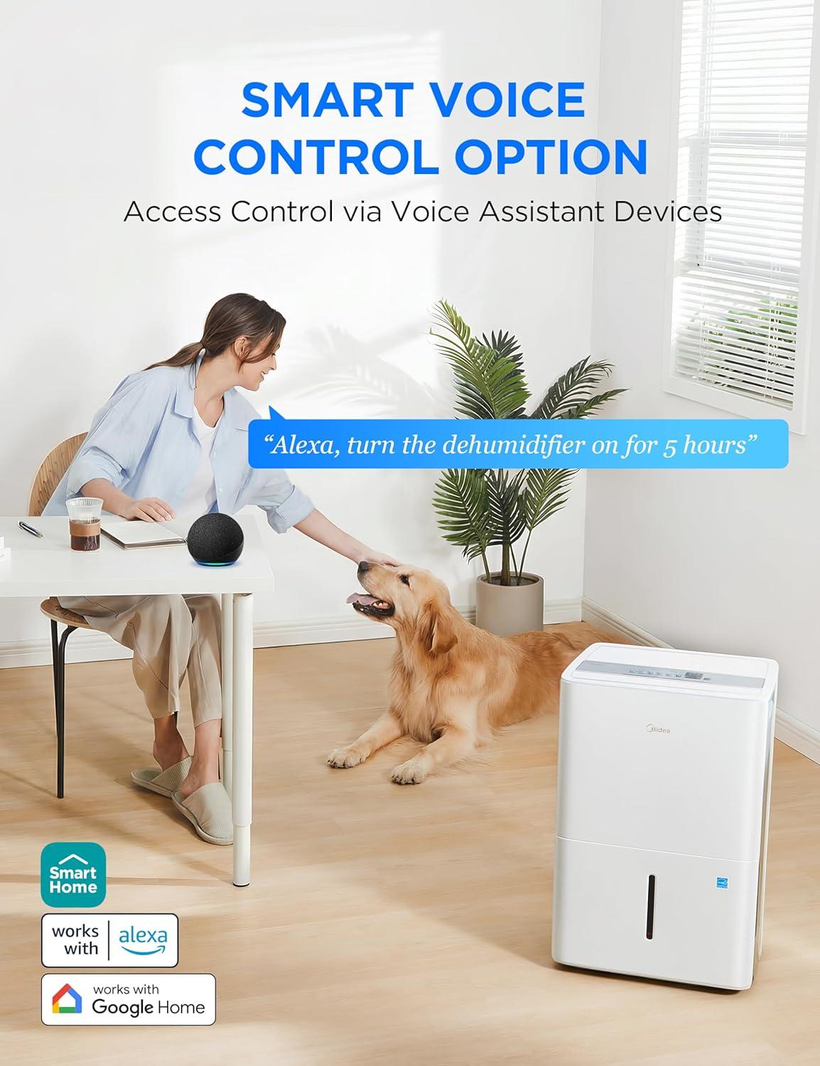 image:imageMidea 1500 Sq Ft Energy Star Certified Dehumidifier With Reusable Air Filter 22 Pint Ideal For Basements Large amp Medium Sized Rooms And Bathrooms White4 500 Sq Ft with Pump WiFi