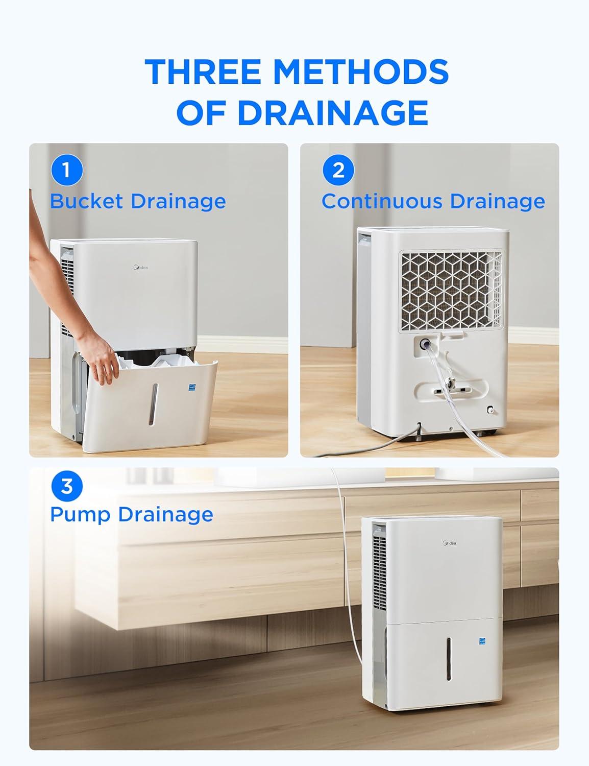image:imageMidea 1500 Sq Ft Energy Star Certified Dehumidifier With Reusable Air Filter 22 Pint Ideal For Basements Large amp Medium Sized Rooms And Bathrooms White4 500 Sq Ft with Pump WiFi