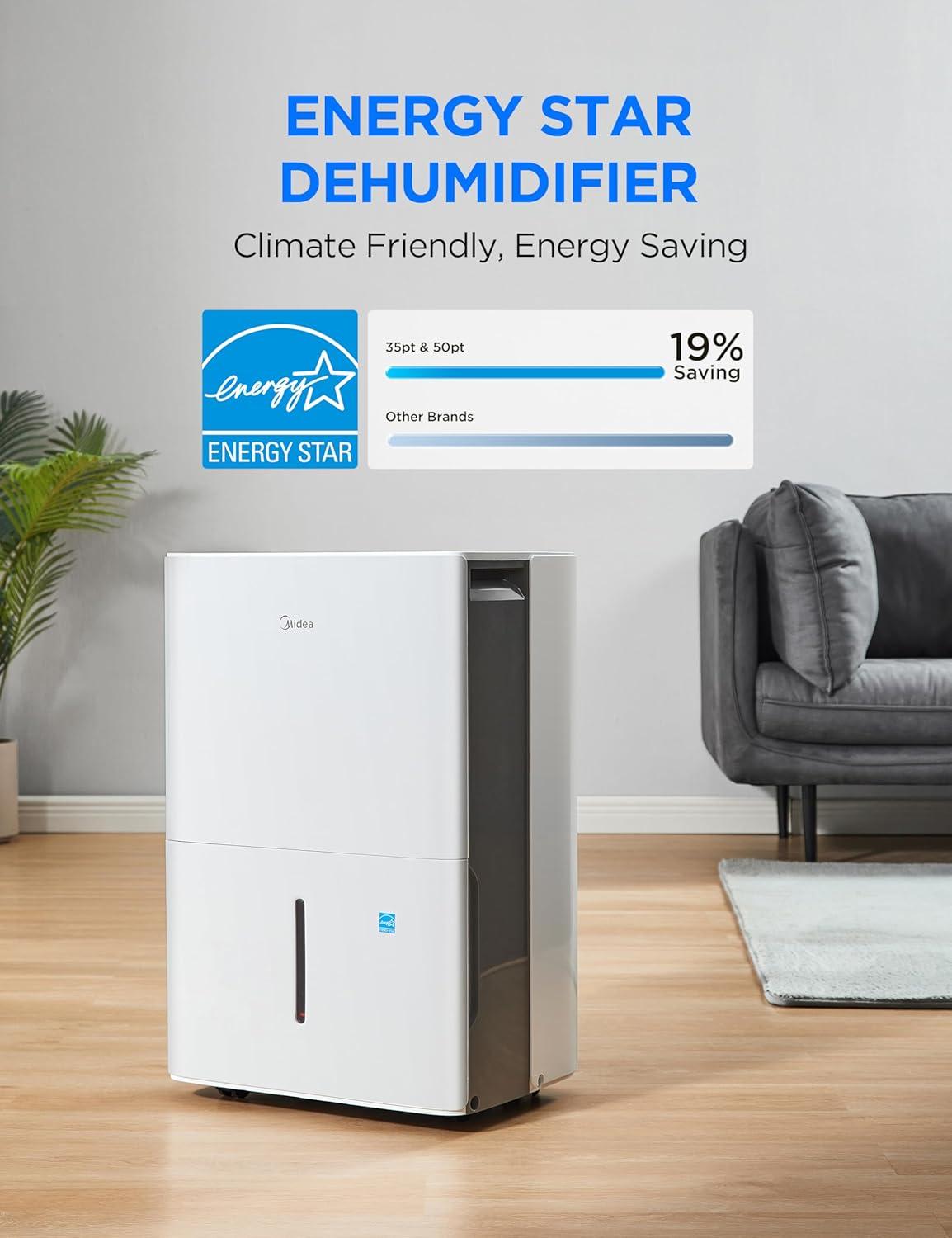 image:imageMidea 1500 Sq Ft Energy Star Certified Dehumidifier With Reusable Air Filter 22 Pint Ideal For Basements Large amp Medium Sized Rooms And Bathrooms White2026 3 000 Sq Ft WiFi