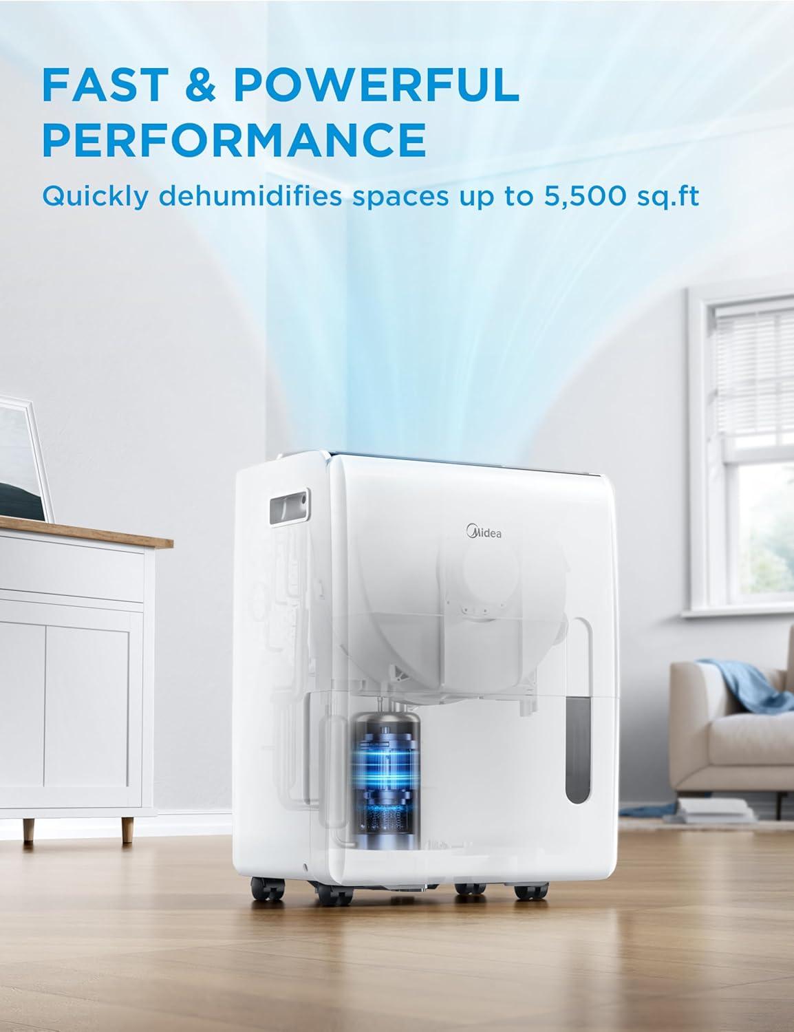 image:imageMidea 1500 Sq Ft Energy Star Certified Dehumidifier With Reusable Air Filter 22 Pint Ideal For Basements Large amp Medium Sized Rooms And Bathrooms White5 500 Sq Ft with Pump WiFi
