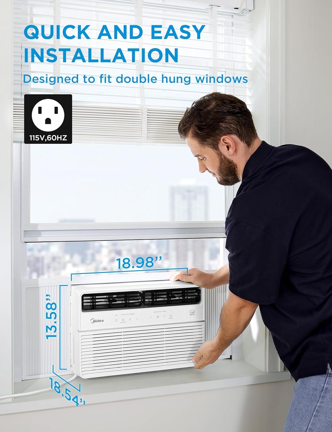 image:imageMidea 18000 BTU Smart Inverter Window Air Conditioner with APP Alexa Control 208230V AC Unit Cools up to 1000 Sq Ft Quiet Operation Energy Saving Remote amp Easy Installation Kit WhiteInverter AC