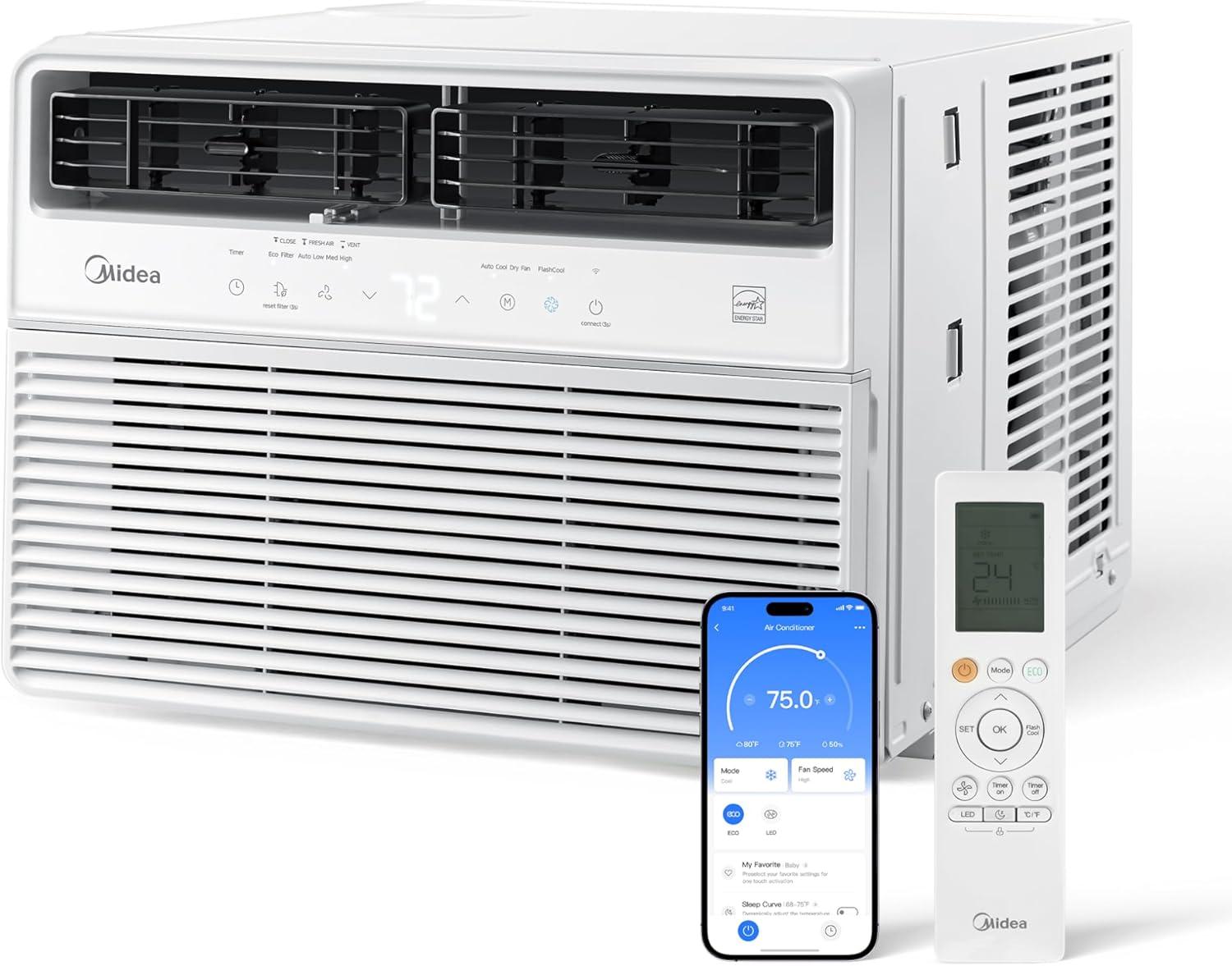 image:imageMidea 18000 BTU Smart Inverter Window Air Conditioner with APP Alexa Control 208230V AC Unit Cools up to 1000 Sq Ft Quiet Operation Energy Saving Remote amp Easy Installation Kit WhiteInverter AC