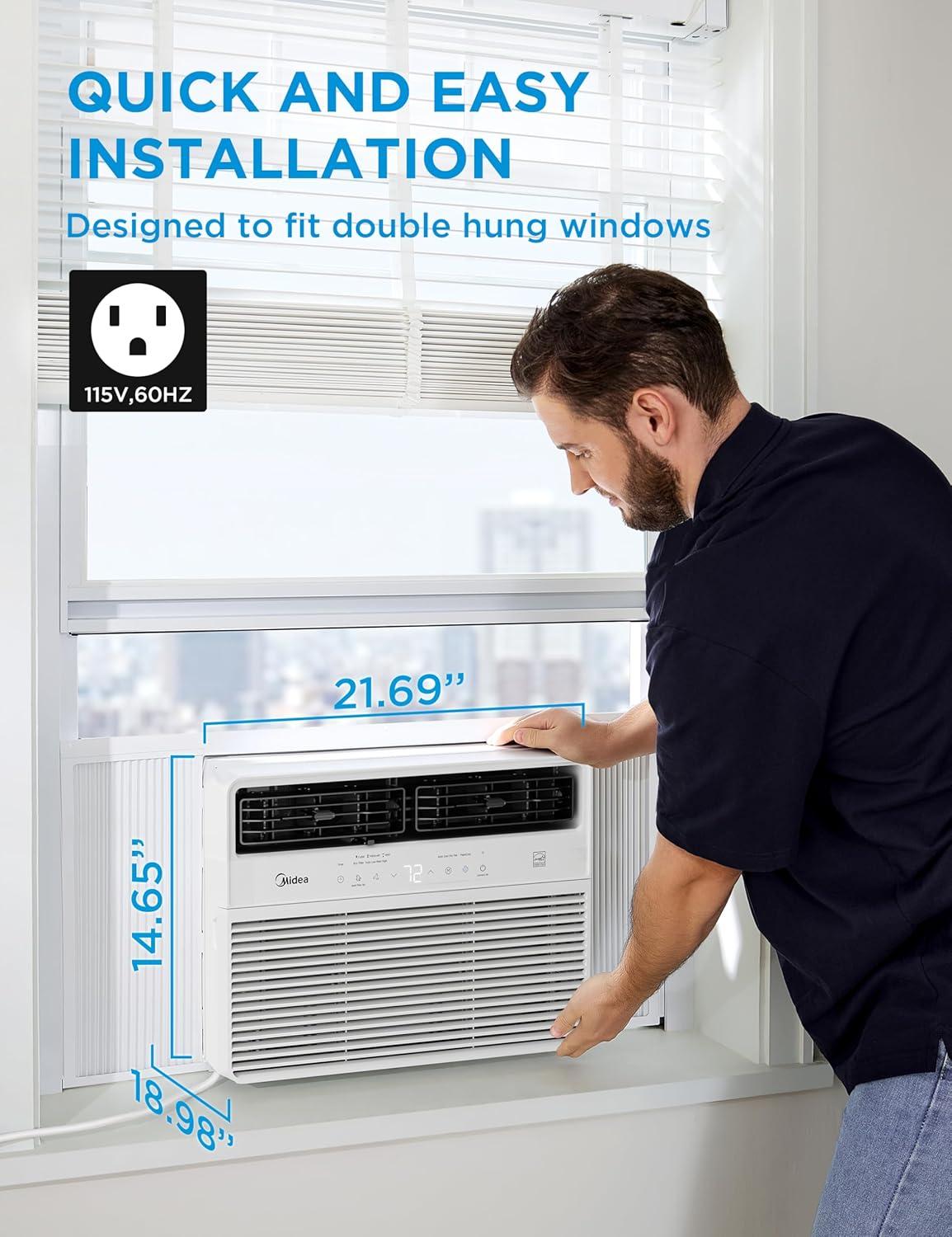 image:imageMidea 18000 BTU Smart Inverter Window Air Conditioner with APP Alexa Control 208230V AC Unit Cools up to 1000 Sq Ft Quiet Operation Energy Saving Remote amp Easy Installation Kit WhiteInverter AC