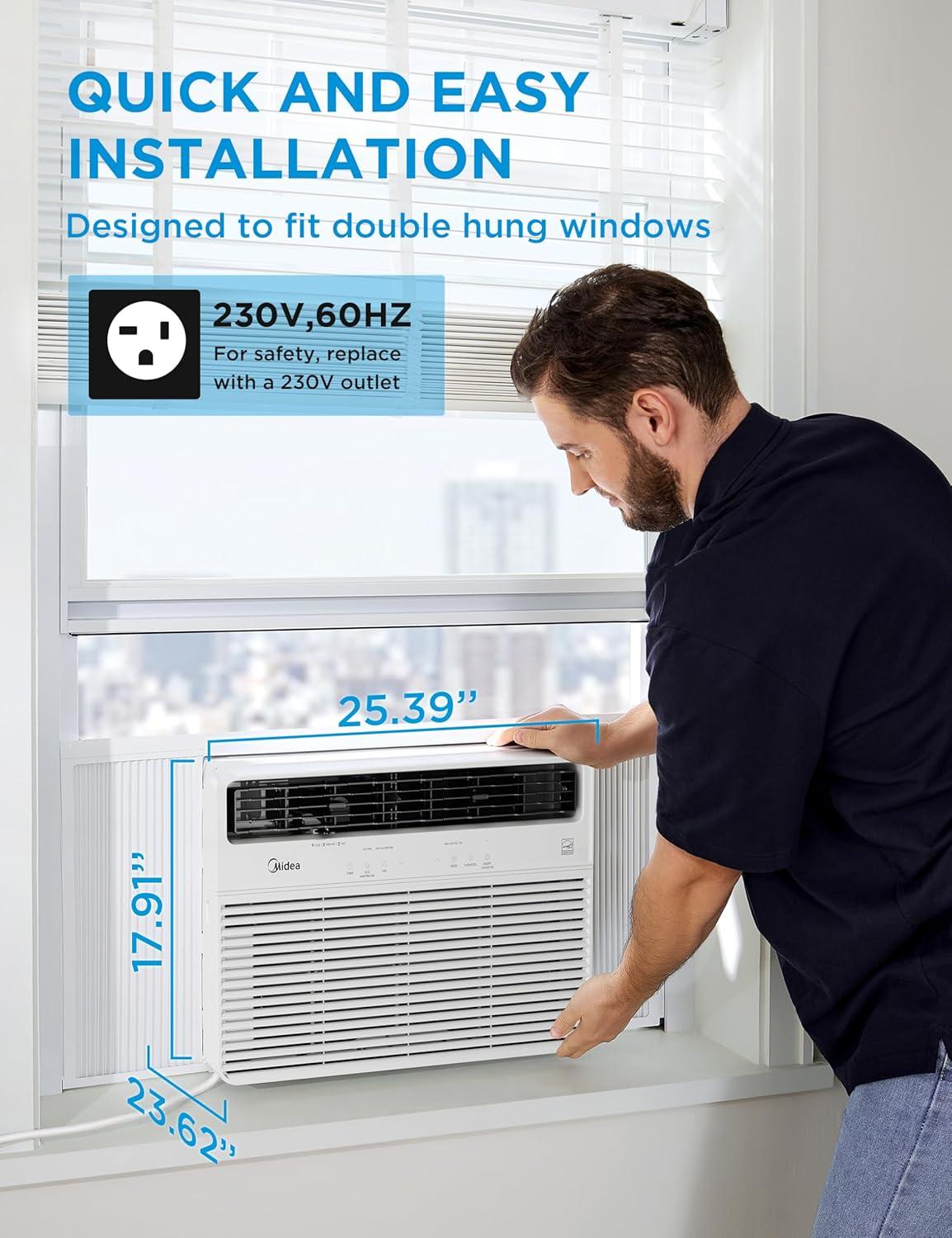 image:imageMidea 18000 BTU Smart Inverter Window Air Conditioner with APP Alexa Control 208230V AC Unit Cools up to 1000 Sq Ft Quiet Operation Energy Saving Remote amp Easy Installation Kit WhiteInverter AC