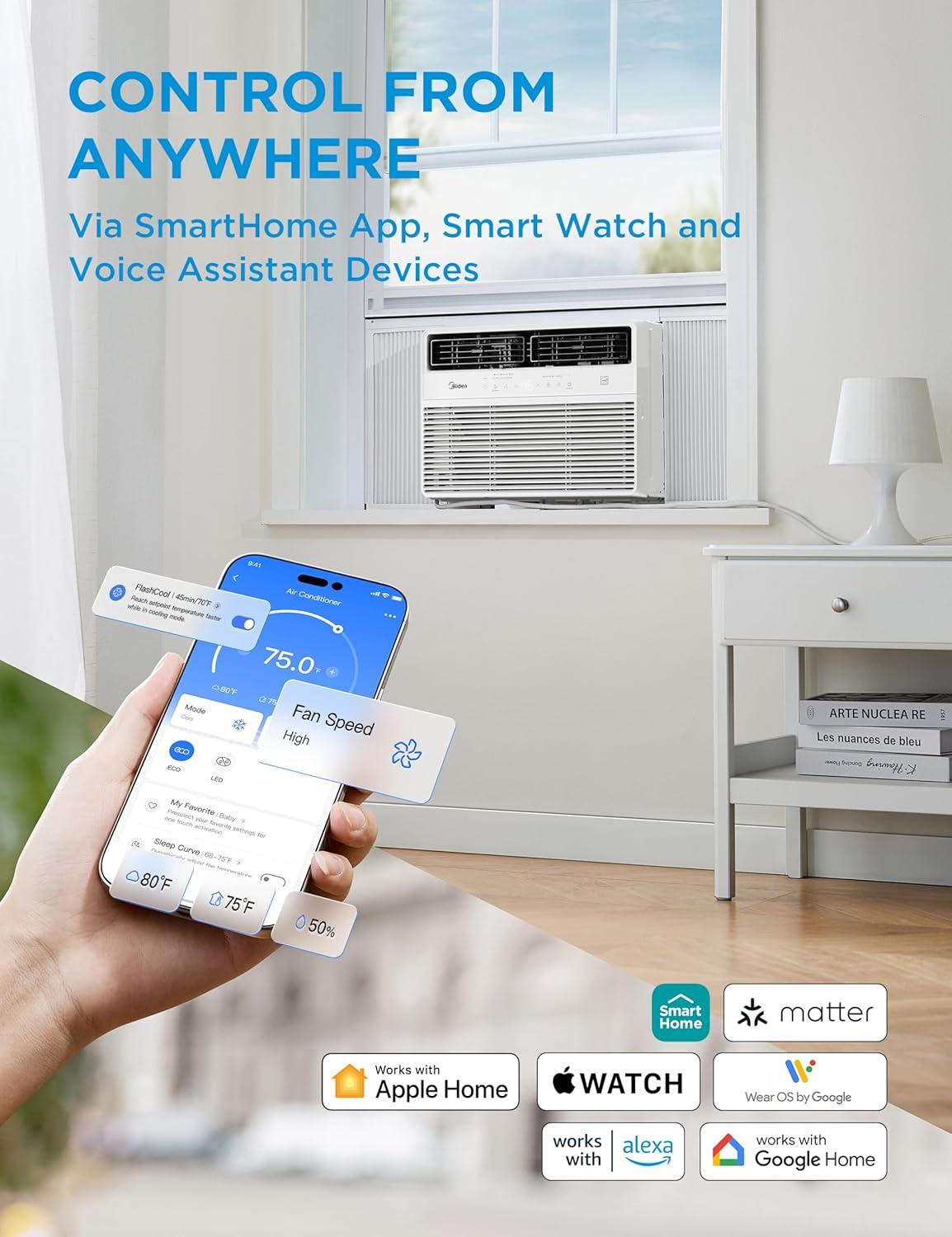 image:imageMidea 18000 BTU Smart Inverter Window Air Conditioner with APP Alexa Control 208230V AC Unit Cools up to 1000 Sq Ft Quiet Operation Energy Saving Remote amp Easy Installation Kit WhiteInverter AC