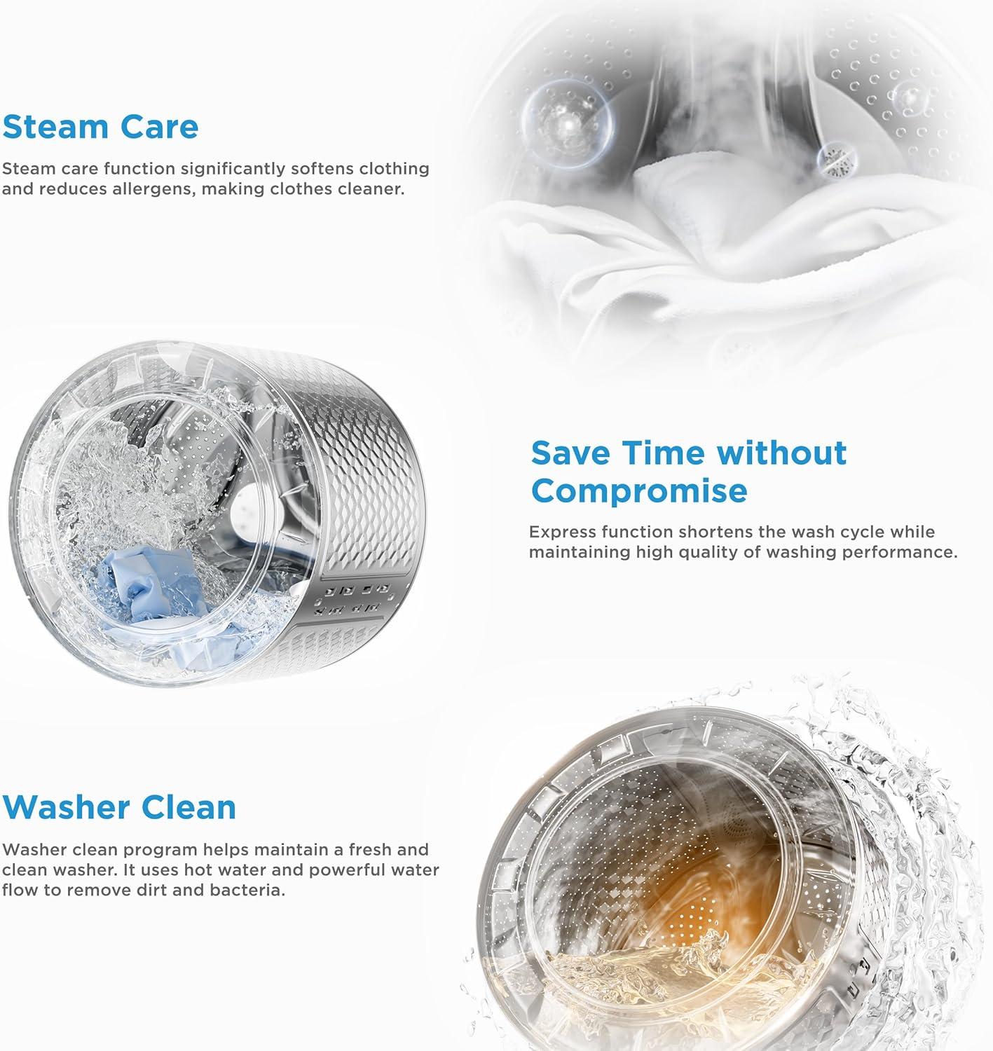 image:imageMidea 24 Inch Washer and Dryer Combo All in One Washer and Dryer 27 cuft 26lbs Ventless Washing Machine Steam Care Overnight Dry 1400 RPM 16 Cycles Front Load Washer FullAutomatic White