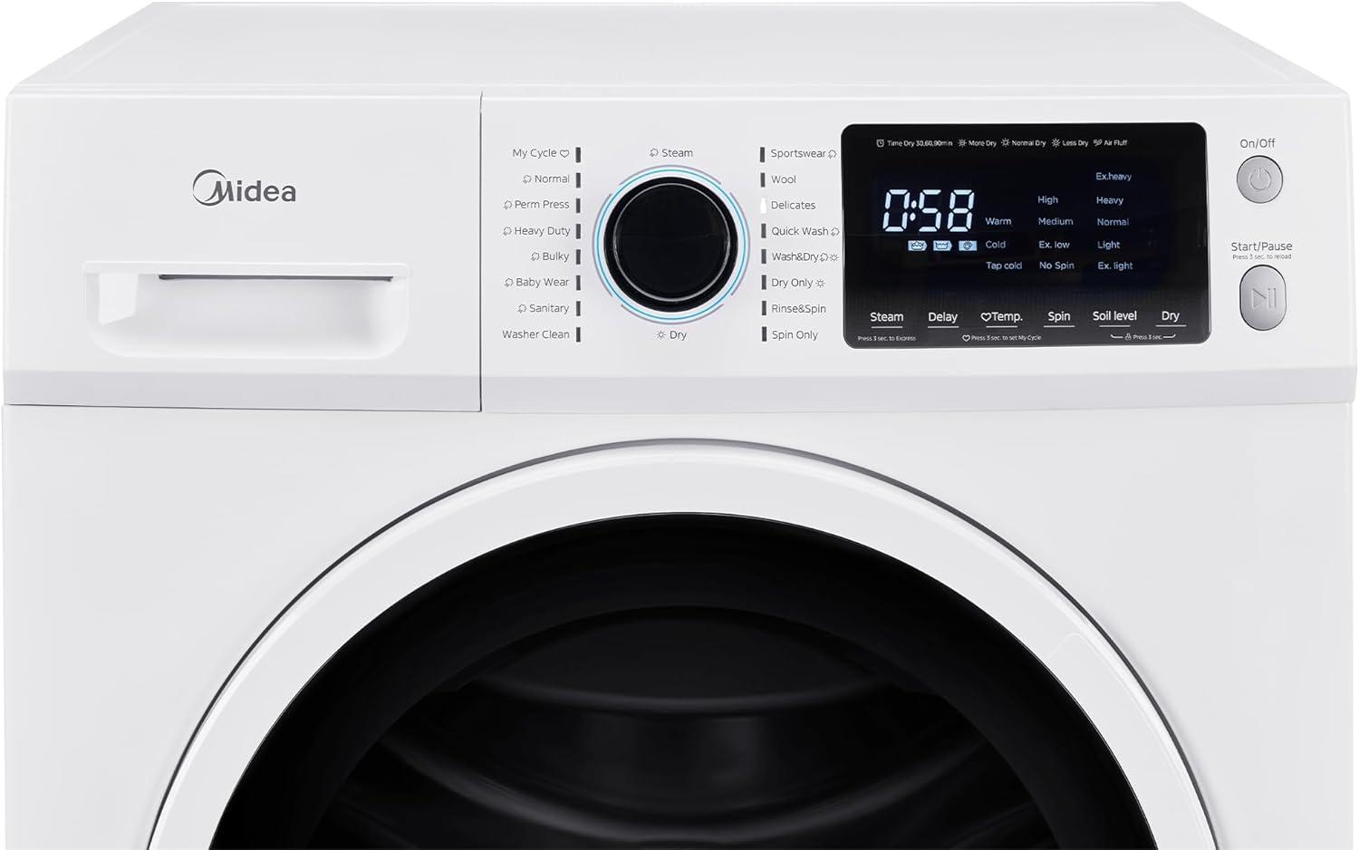 image:imageMidea 24 Inch Washer and Dryer Combo All in One Washer and Dryer 27 cuft 26lbs Ventless Washing Machine Steam Care Overnight Dry 1400 RPM 16 Cycles Front Load Washer FullAutomatic White