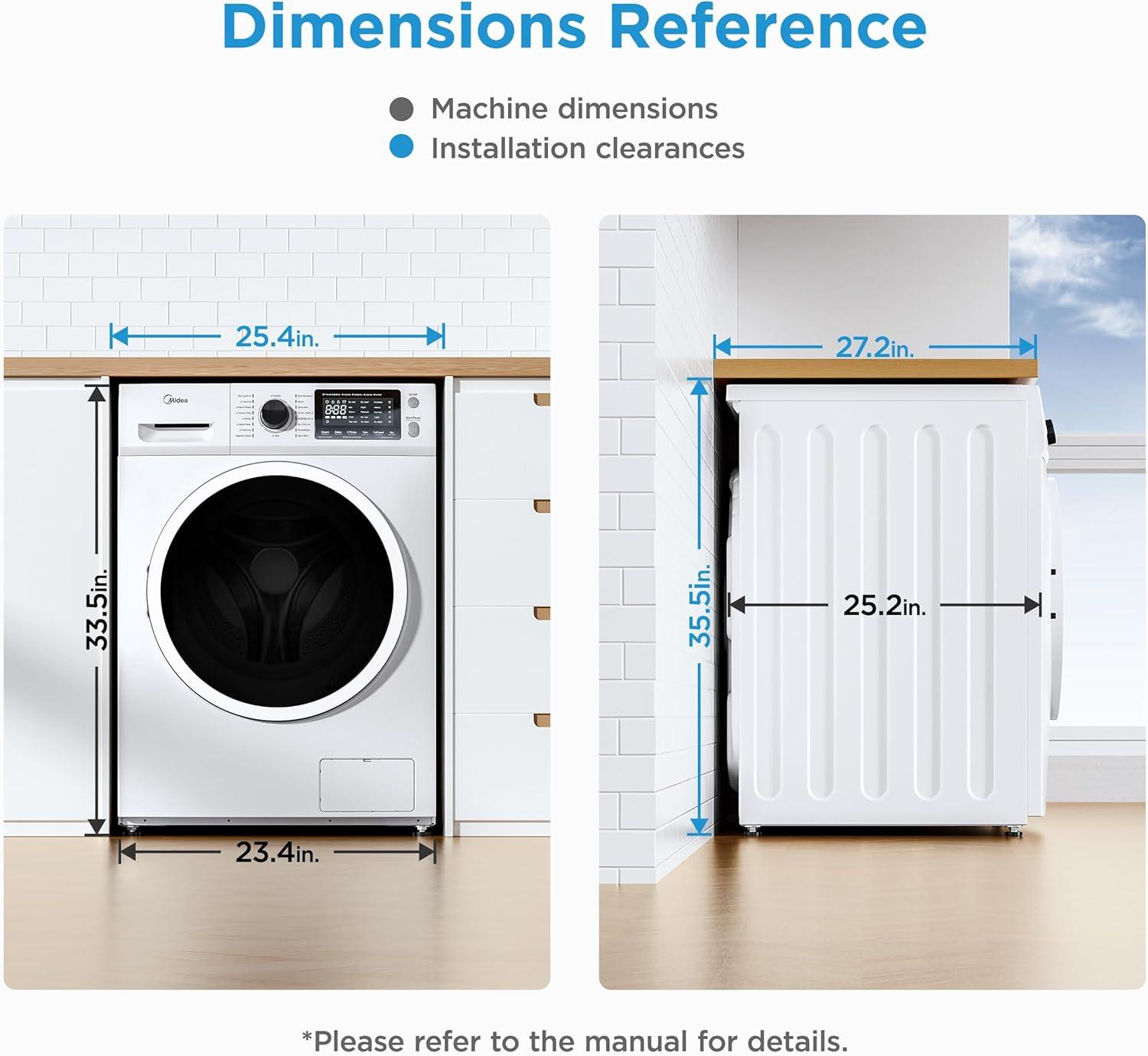 image:imageMidea 24 Inch Washer and Dryer Combo All in One Washer and Dryer 27 cuft 26lbs Ventless Washing Machine Steam Care Overnight Dry 1400 RPM 16 Cycles Front Load Washer FullAutomatic White