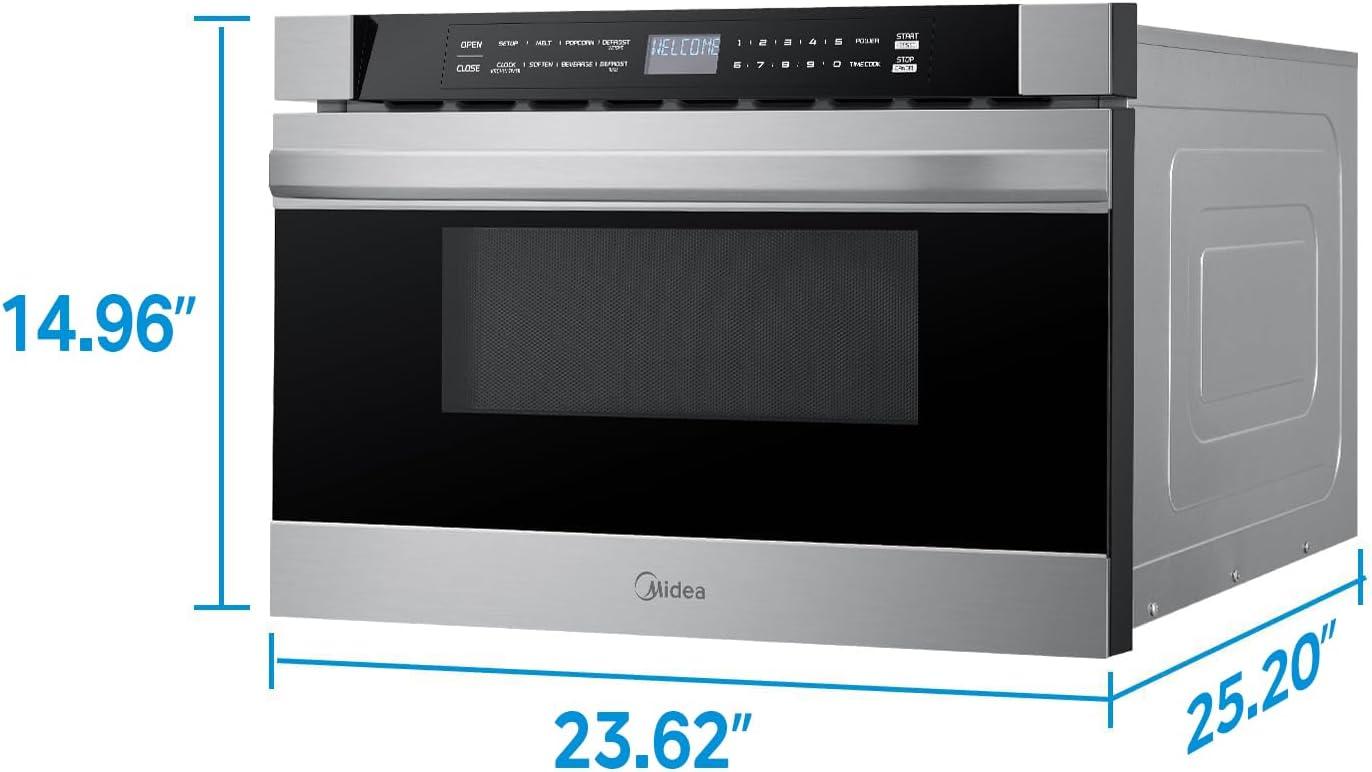 image:imageMidea 24 Single Electronic Wall Oven 25 Cu FtCapacity Builtin Oven with 8in1 Cooking Modes Stainless Steel12 Cuft Drawer