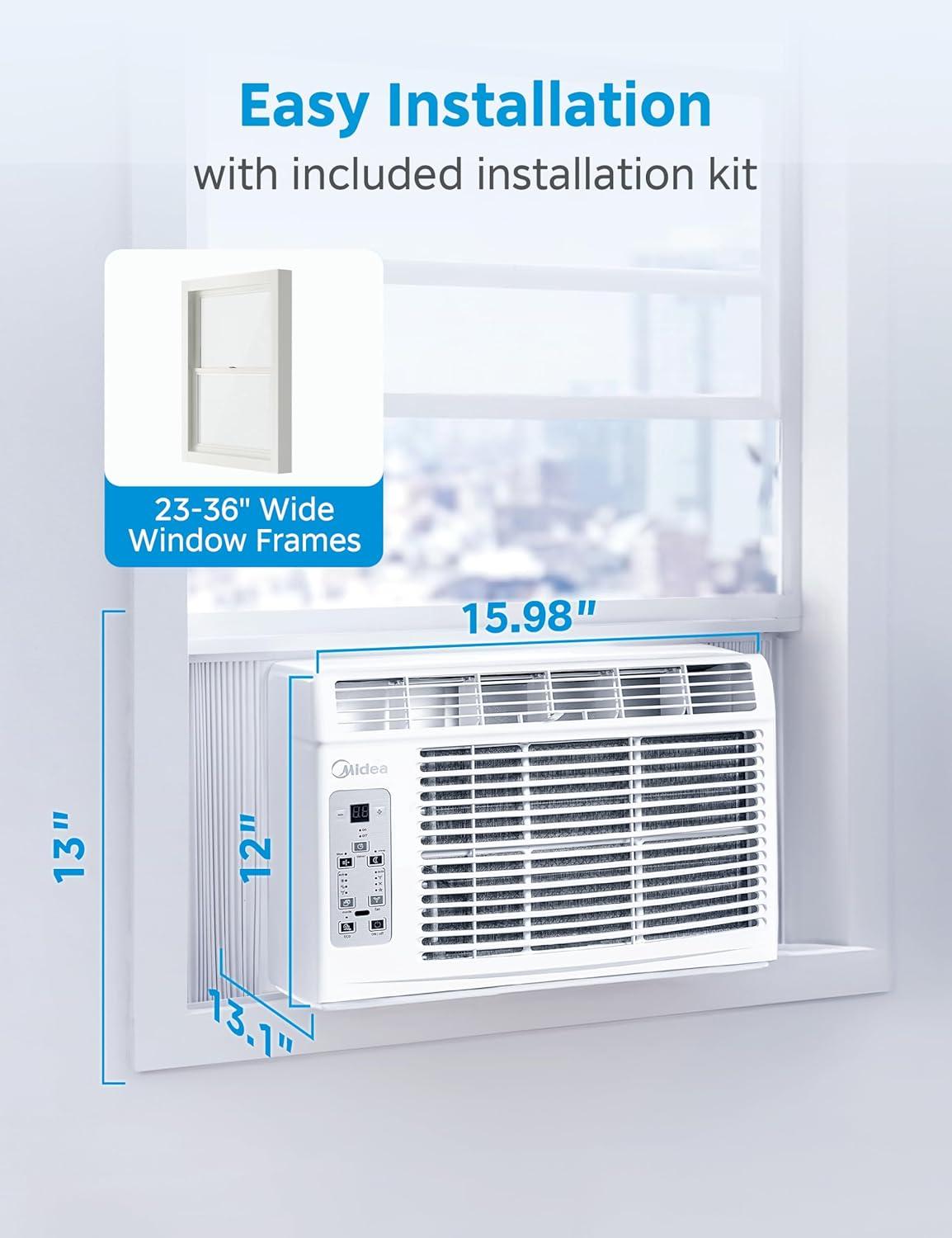 image:imageMidea 5000 BTU EasyCool Small Window Air Conditioner Cool up to 150 Sq Ft with EasytoUse Mechanical Controls and Reusable Filter Perfect for Small Bedroom Living Room Home Office6 000 BTU Electronic Control