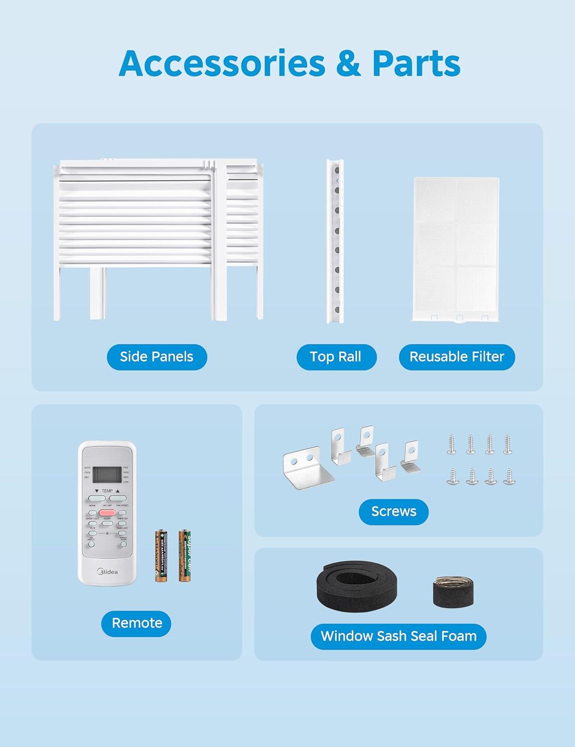 image:imageMidea 5000 BTU EasyCool Small Window Air Conditioner Cool up to 150 Sq Ft with EasytoUse Mechanical Controls and Reusable Filter Perfect for Small Bedroom Living Room Home Office6 000 BTU Electronic Control