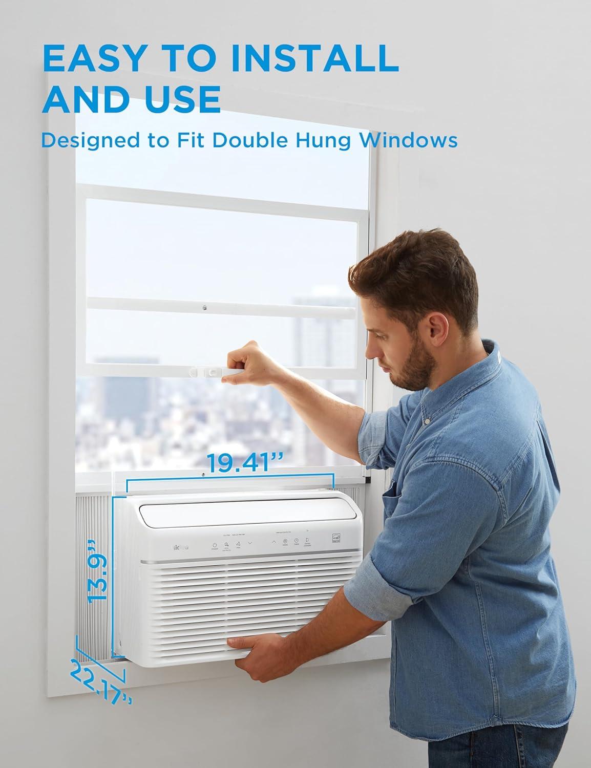 image:imageMidea 5000 BTU EasyCool Small Window Air Conditioner Cool up to 150 Sq Ft with EasytoUse Mechanical Controls and Reusable Filter Perfect for Small Bedroom Living Room Home Office12 000 BTU with Heat