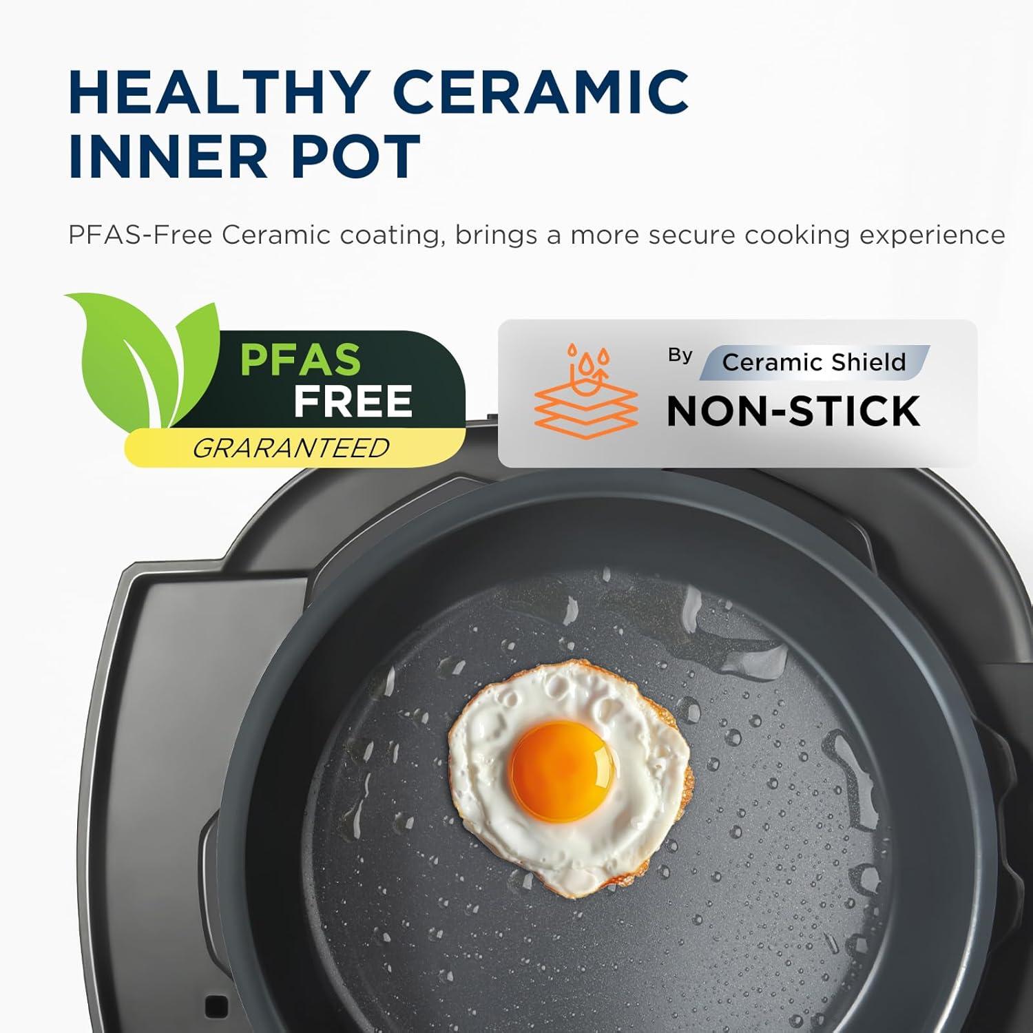 image:imageMidea 9in1 Multi Cooker 6L with 12 Cooking Functions Pressure Cook SlowampRice Cooker Sous Vide Cake Maker etc 70 Faster NonStick Brushed Steel amp Black