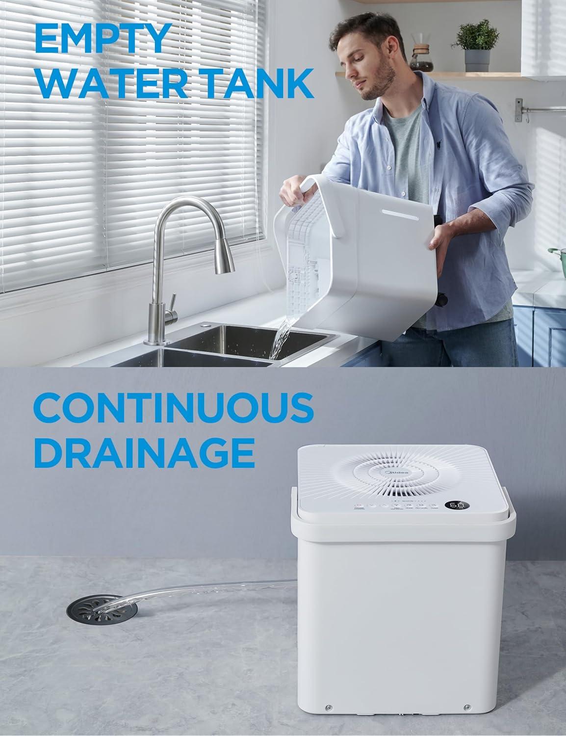 image:imageMidea Cube 35 Pint Dehumidifier for Basement and Rooms at Home for up to 3500 Sq Ft Smart Control Compatible with Alexa White Drain Hose Included3 500 Sq Ft