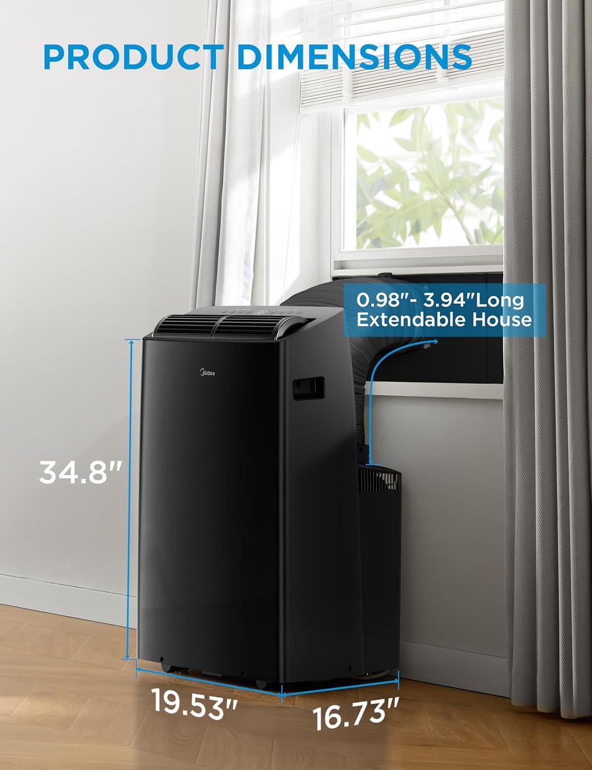 image:imageMidea Duo 14000 BTU 12000 BTU SACC High Efficiency Inverter Ultra Quiet Portable Air Conditioner Cools up to 550 Sq Ft Works with AlexaGoogle Assistant Includes Remote Control amp Window KitBlack