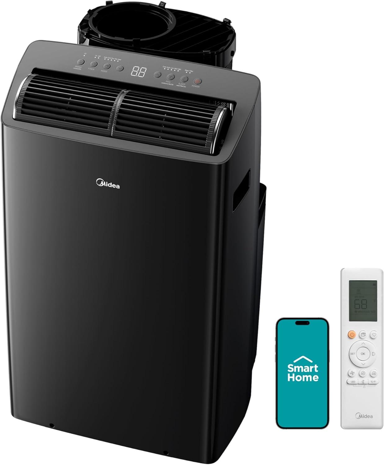 image:imageMidea Duo 14000 BTU 12000 BTU SACC High Efficiency Inverter Ultra Quiet Portable Air Conditioner Cools up to 550 Sq Ft Works with AlexaGoogle Assistant Includes Remote Control amp Window KitBlack