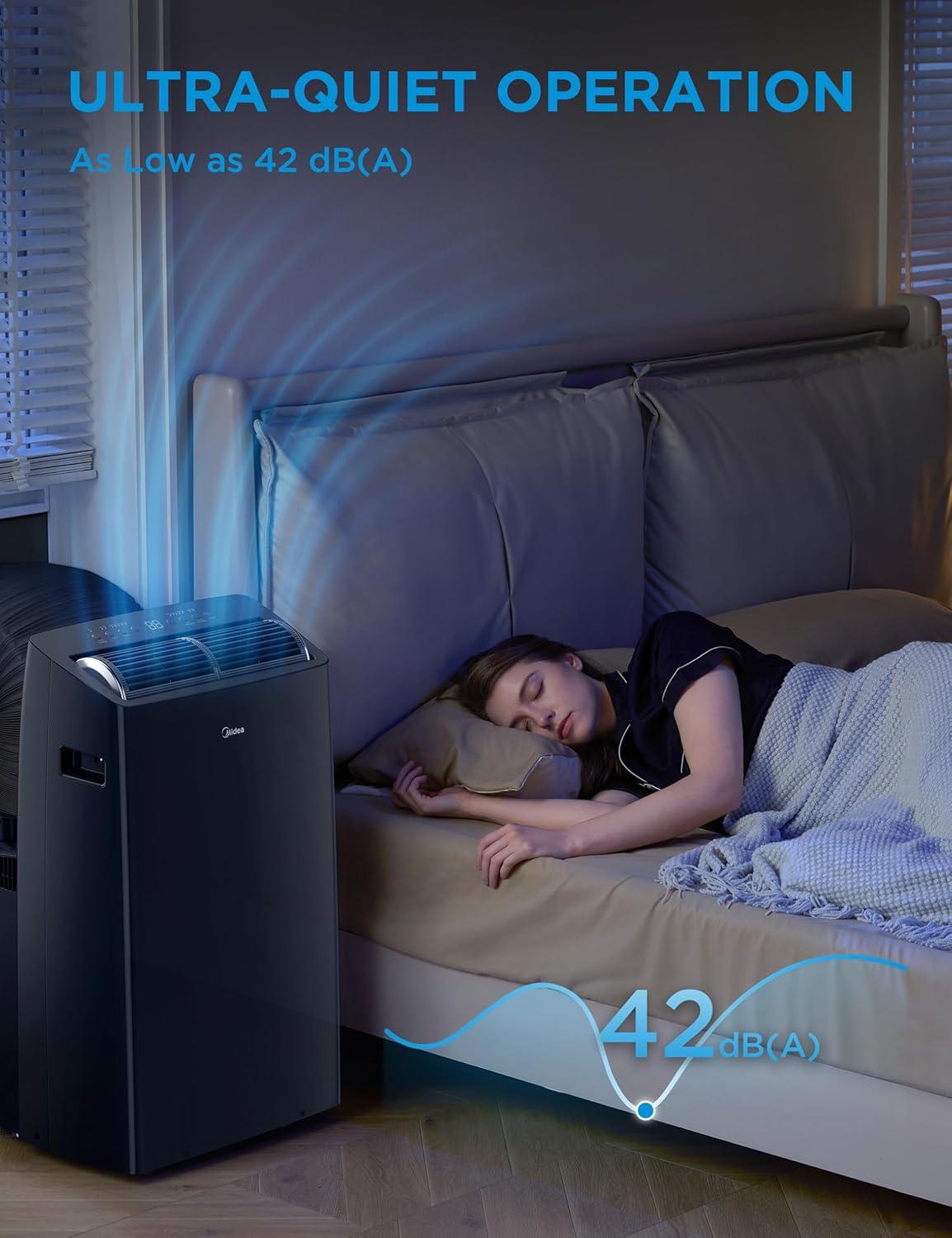 image:imageMidea Duo 14000 BTU 12000 BTU SACC High Efficiency Inverter Ultra Quiet Portable Air Conditioner Cools up to 550 Sq Ft Works with AlexaGoogle Assistant Includes Remote Control amp Window KitBlack