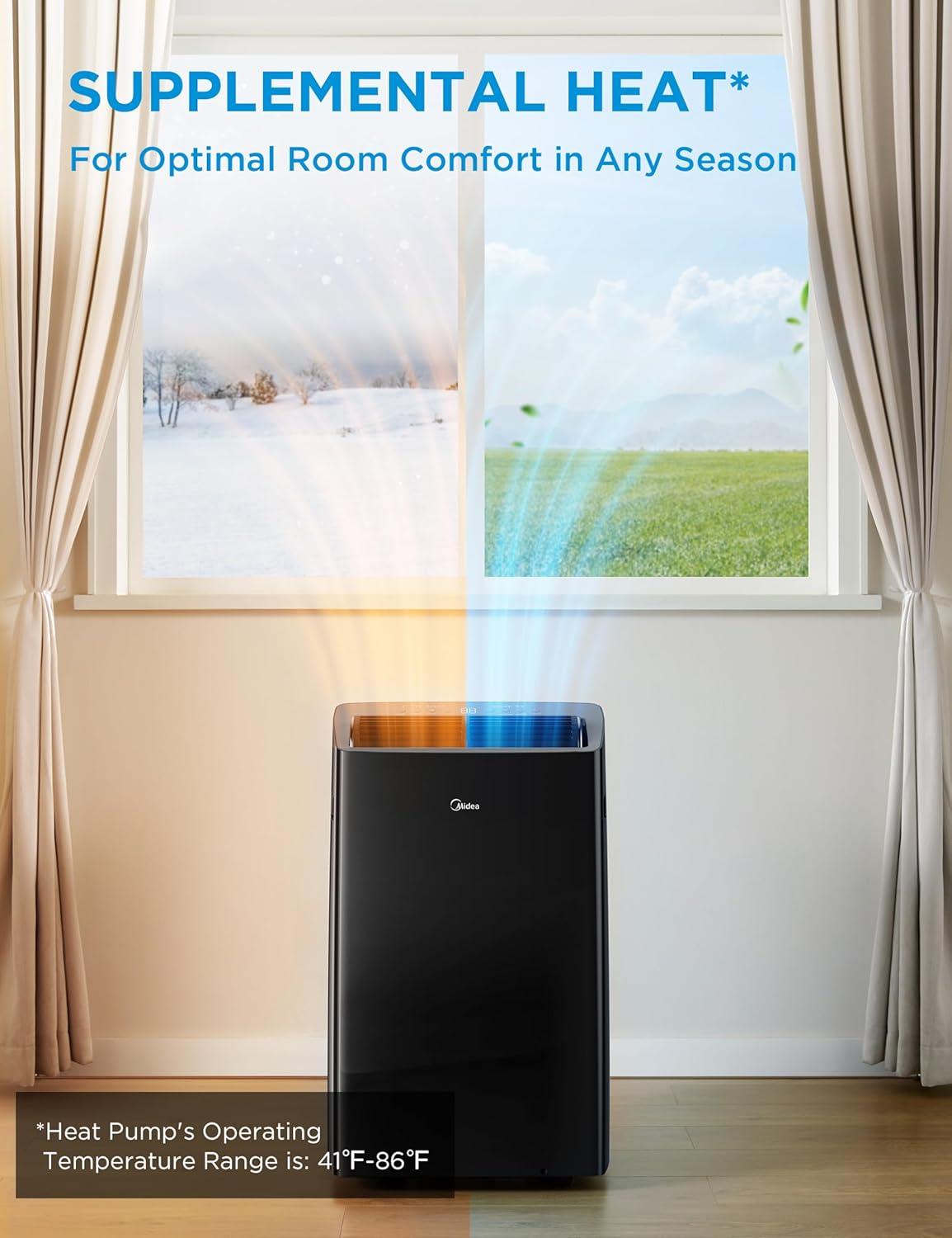image:imageMidea Duo 14000 BTU 12000 BTU SACC High Efficiency Inverter Ultra Quiet Portable Air Conditioner Cools up to 550 Sq Ft Works with AlexaGoogle Assistant Includes Remote Control amp Window KitBlack