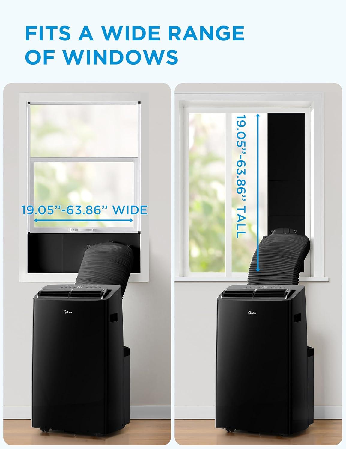 image:imageMidea Duo 14000 BTU 12000 BTU SACC High Efficiency Inverter Ultra Quiet Portable Air Conditioner Cools up to 550 Sq Ft Works with AlexaGoogle Assistant Includes Remote Control amp Window KitBlack