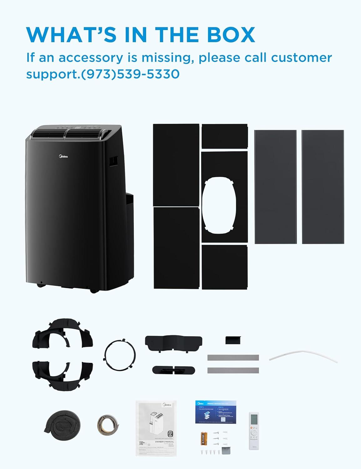 image:imageMidea Duo 14000 BTU 12000 BTU SACC High Efficiency Inverter Ultra Quiet Portable Air Conditioner Cools up to 550 Sq Ft Works with AlexaGoogle Assistant Includes Remote Control amp Window KitBlack