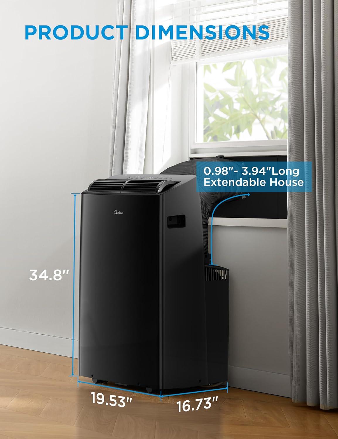 image:imageMidea Duo 14000 BTU 12000 BTU SACC High Efficiency Inverter Ultra Quiet Portable Air Conditioner Cools up to 550 Sq Ft Works with AlexaGoogle Assistant Includes Remote Control amp Window KitBlack