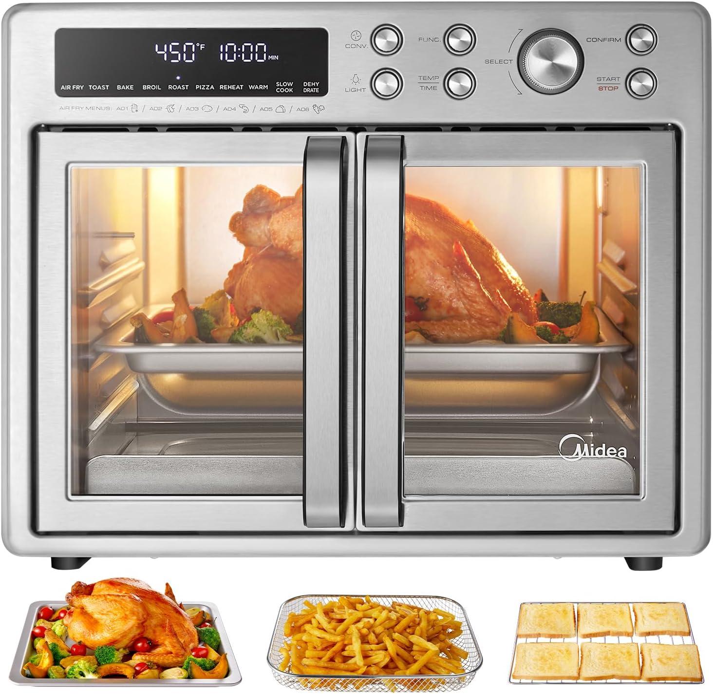 image:imageMidea Flexify French Door Toaster Oven Air Fryer Combo 264 QT Extra Large Air Fryer Countertop Oven 10in1 Combo 25 Faster Cooking and 90 Less Oil Stainless Steel