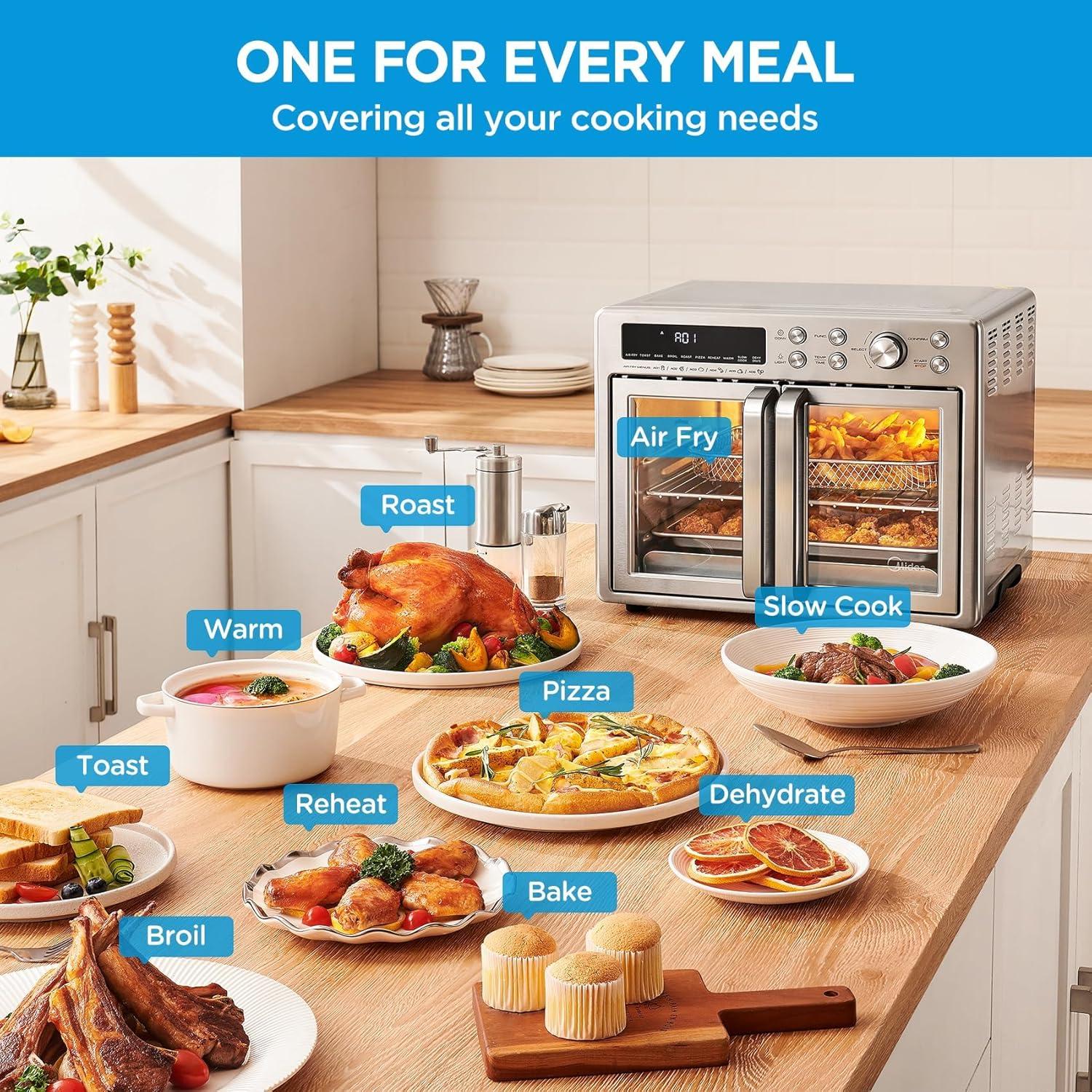 image:imageMidea Flexify French Door Toaster Oven Air Fryer Combo 264 QT Extra Large Air Fryer Countertop Oven 10in1 Combo 25 Faster Cooking and 90 Less Oil Stainless Steel