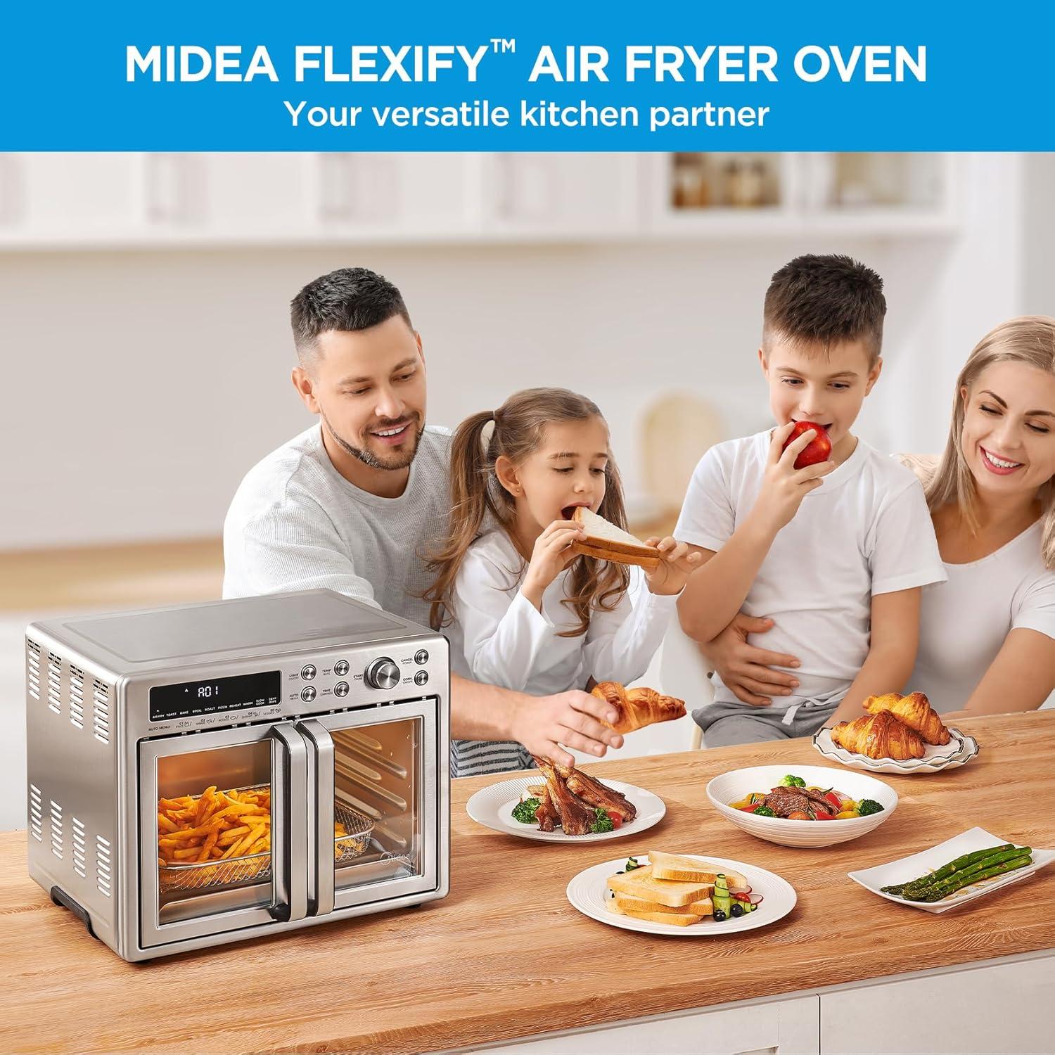 image:imageMidea Flexify French Door Toaster Oven Air Fryer Combo 264 QT Extra Large Air Fryer Countertop Oven 10in1 Combo 25 Faster Cooking and 90 Less Oil Stainless Steel