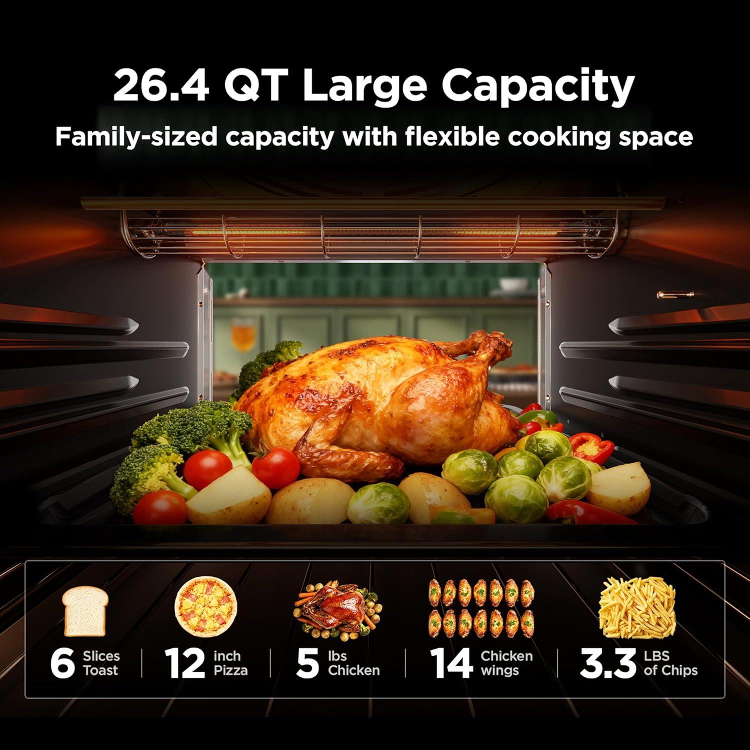 image:imageMidea Flexify Pro 104 Toaster Oven Air Fryer Combo Graphene JuicyLock Cooking French Door Countertop Oven 450F Flash Air Fry 264 QT Stainless Steel