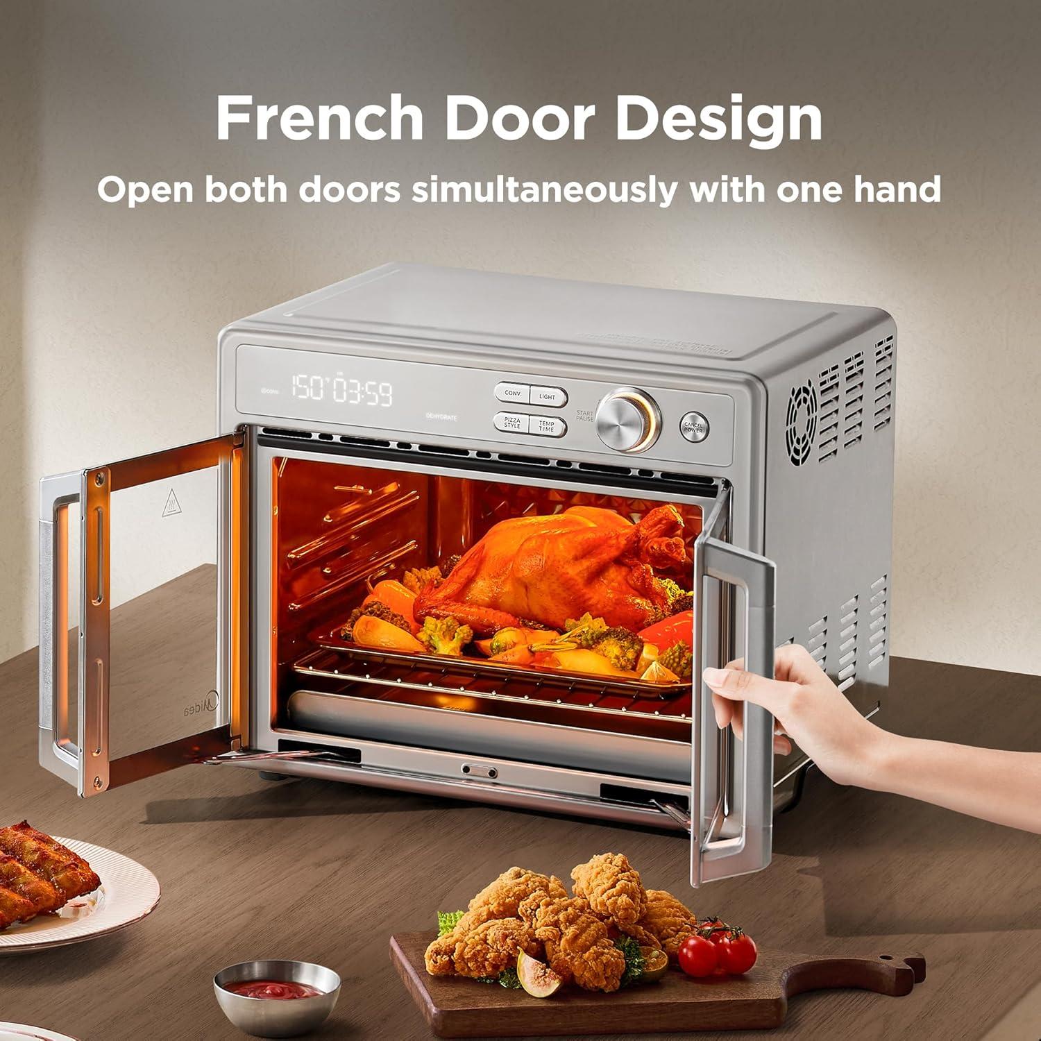 image:imageMidea Flexify Pro 104 Toaster Oven Air Fryer Combo Graphene JuicyLock Cooking French Door Countertop Oven 450F Flash Air Fry 264 QT Stainless Steel