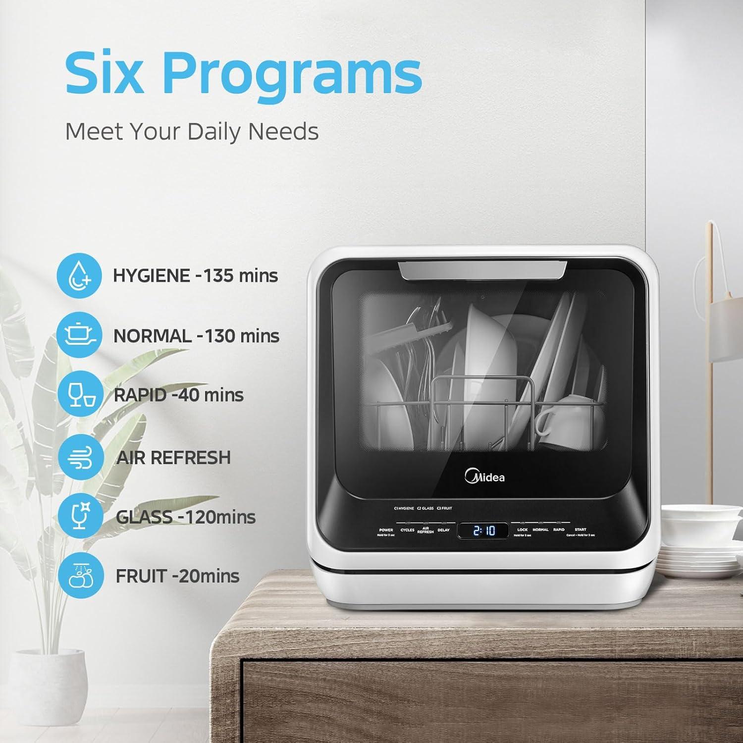 image:imageMidea MDC17P0ABB Portable Countertop Mini 132Gal Builtin Water Tank No Hookup Needed 6 Programs 360 Dual Spray 162 HighTempamp AirRefresh Function Dishwasher for Apartmentsamp RVs Black
