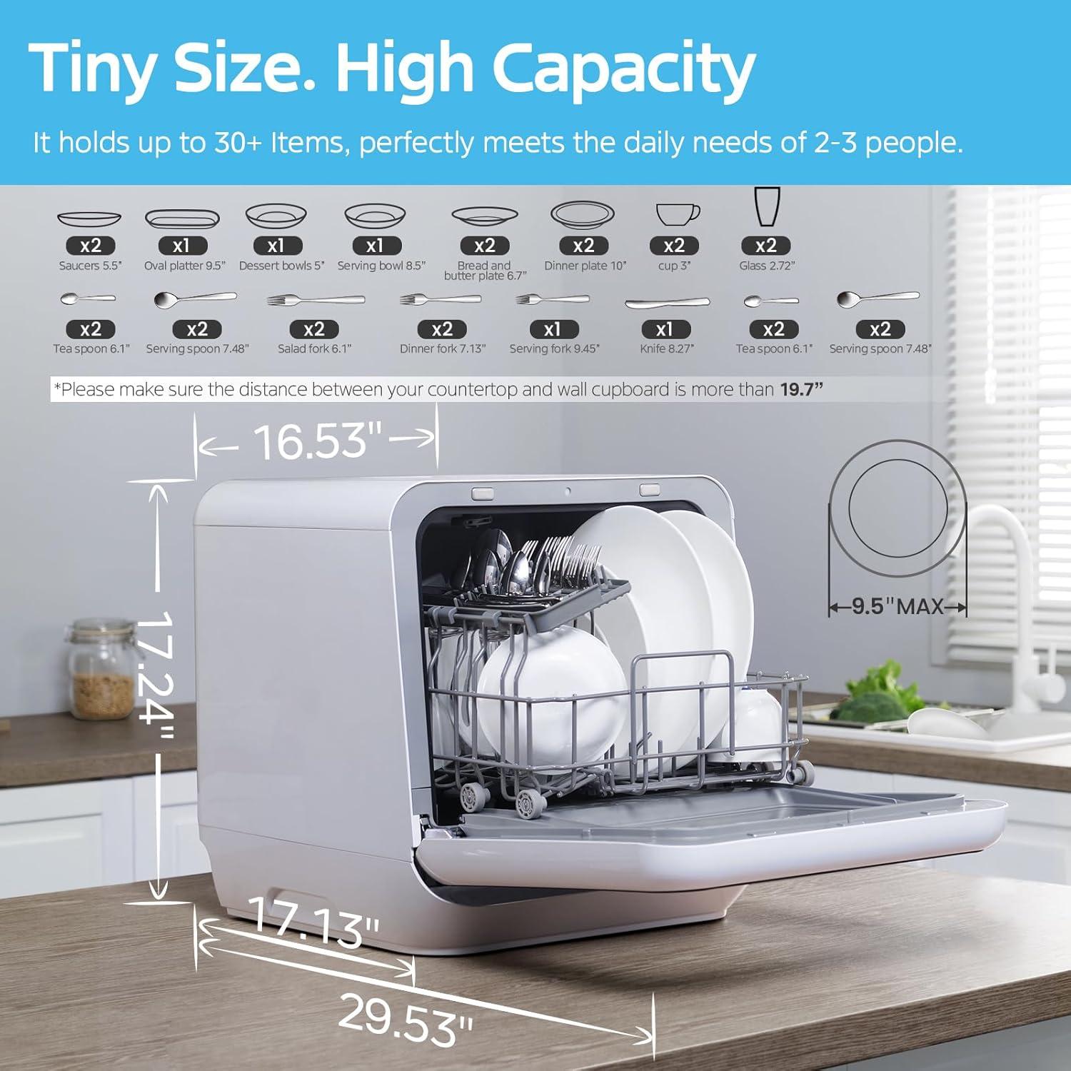 image:imageMidea MDC17P0ABB Portable Countertop Mini 132Gal Builtin Water Tank No Hookup Needed 6 Programs 360 Dual Spray 162 HighTempamp AirRefresh Function Dishwasher for Apartmentsamp RVs Black