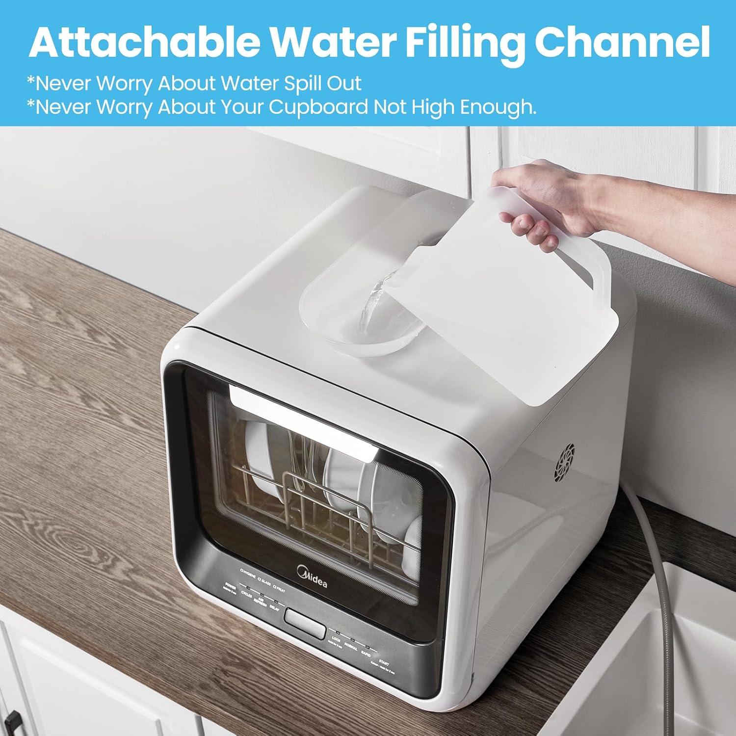 image:imageMidea MDC17P0ABB Portable Countertop Mini 132Gal Builtin Water Tank No Hookup Needed 6 Programs 360 Dual Spray 162 HighTempamp AirRefresh Function Dishwasher for Apartmentsamp RVs Black
