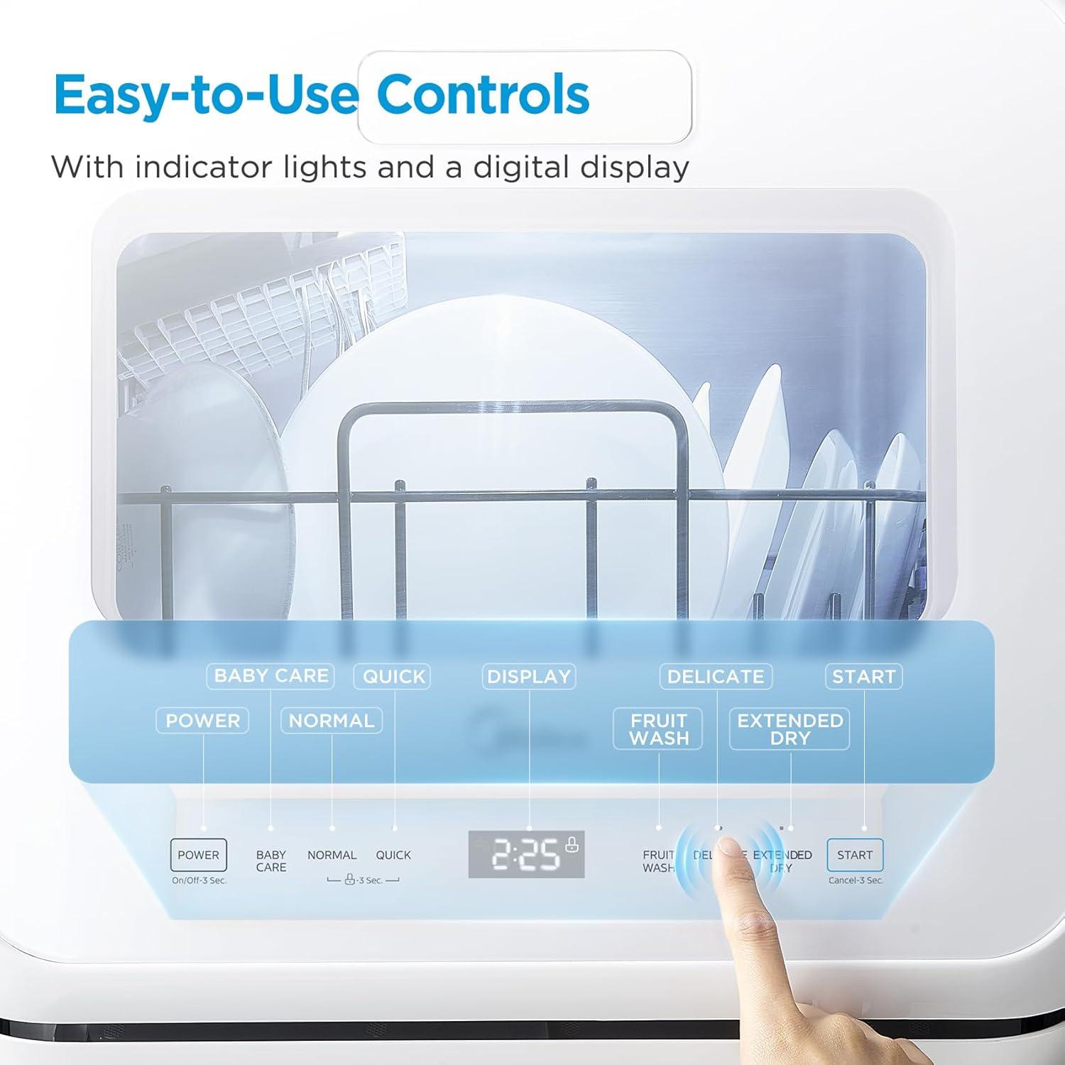 image:imageMidea MDC17P4CWW Portable Countertop Mini 132Gal Builtin Water Tank Baby Care No Hookup Needed 360 Dual SprayHighTemp wash Dishwasher for Apartmentsamp RVs White WholeBaby Care