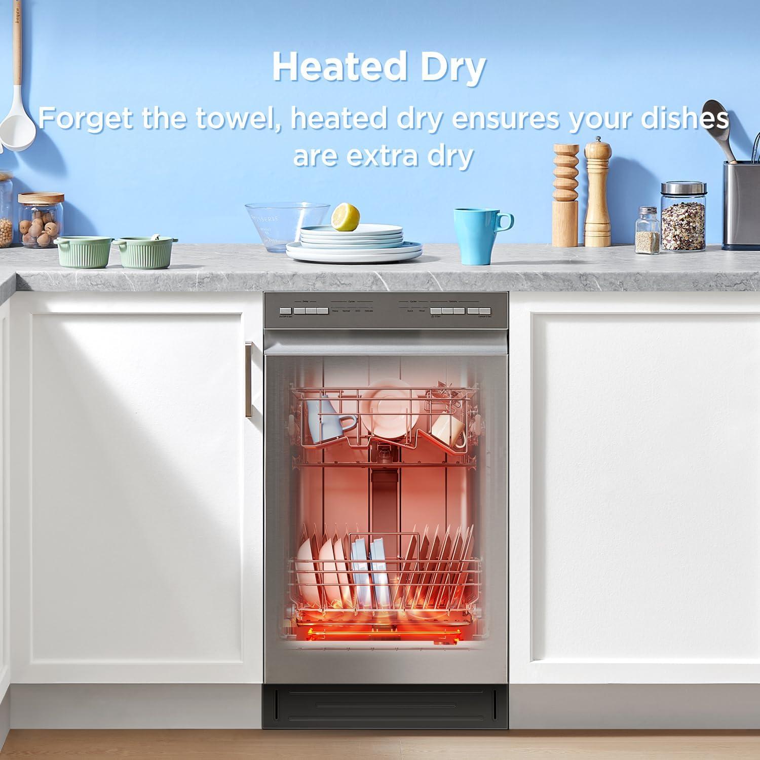image:imageMidea MDF18A1AWW Builtin Dishwasher with 8 Place Settings 6 Washing Programs Stainless Steel Tub Heated Dry Energy Star WhiteStainless Steel