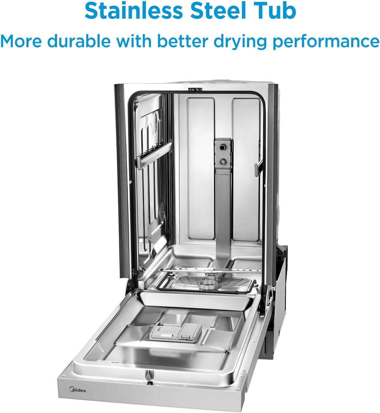 image:imageMidea MDF18A1AWW Builtin Dishwasher with 8 Place Settings 6 Washing Programs Stainless Steel Tub Heated Dry Energy Star WhiteStainless Steel