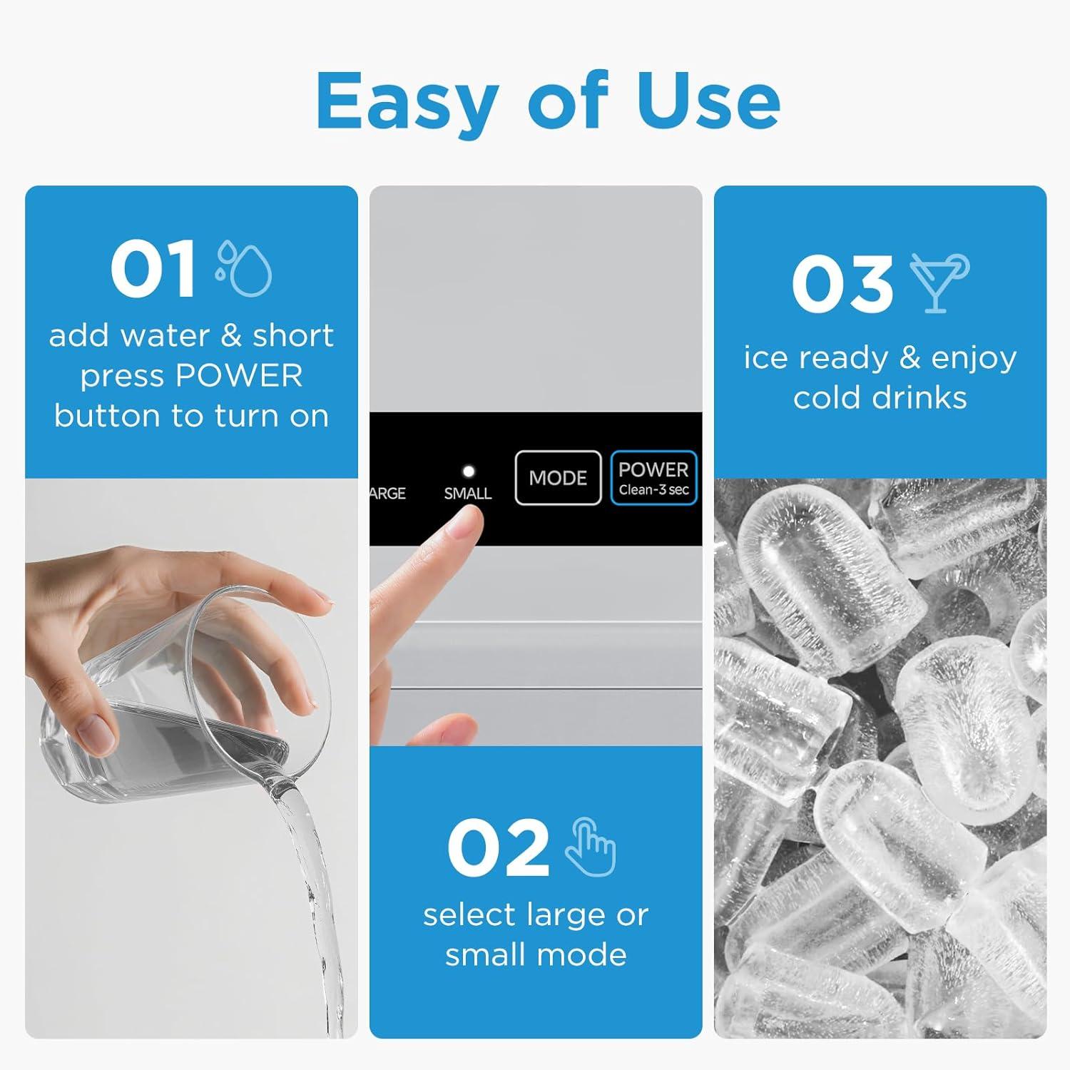 image:imageMidea MERI26B1AGN Countertop BulletIce Maker 8 Ice Bullets Ready in 6 Minutes 26lbs24H SelfCleaning Function with Ice Scoop and Basket for HomeOfficeRVGrey