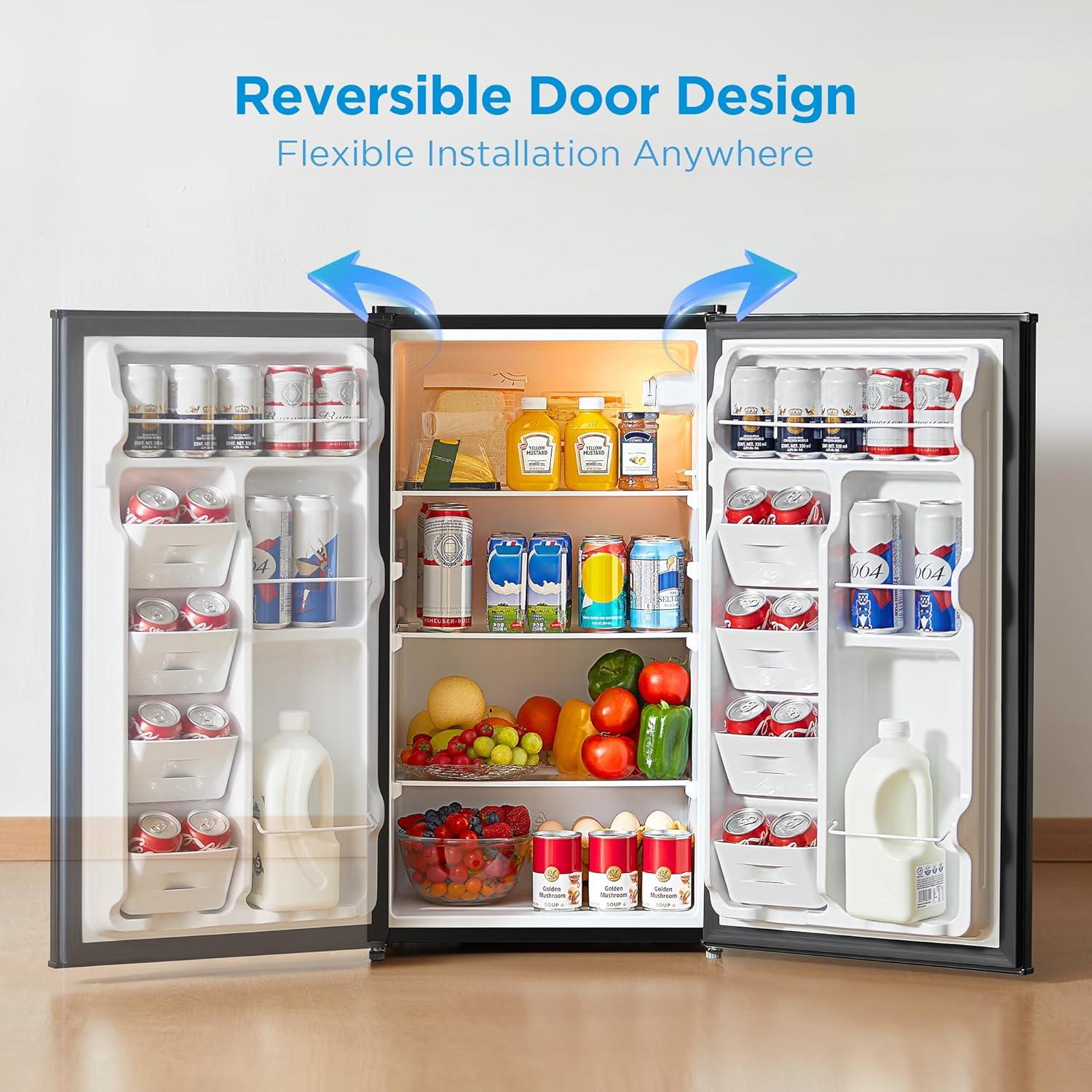 image:imageMidea MERM33S1ABB Mini Fridge 33 Cuft Compact Fridge with Internal Light Adjustable Thermostat Reversible Door Low Noise for Dorm Office Bedroom BlackBlack