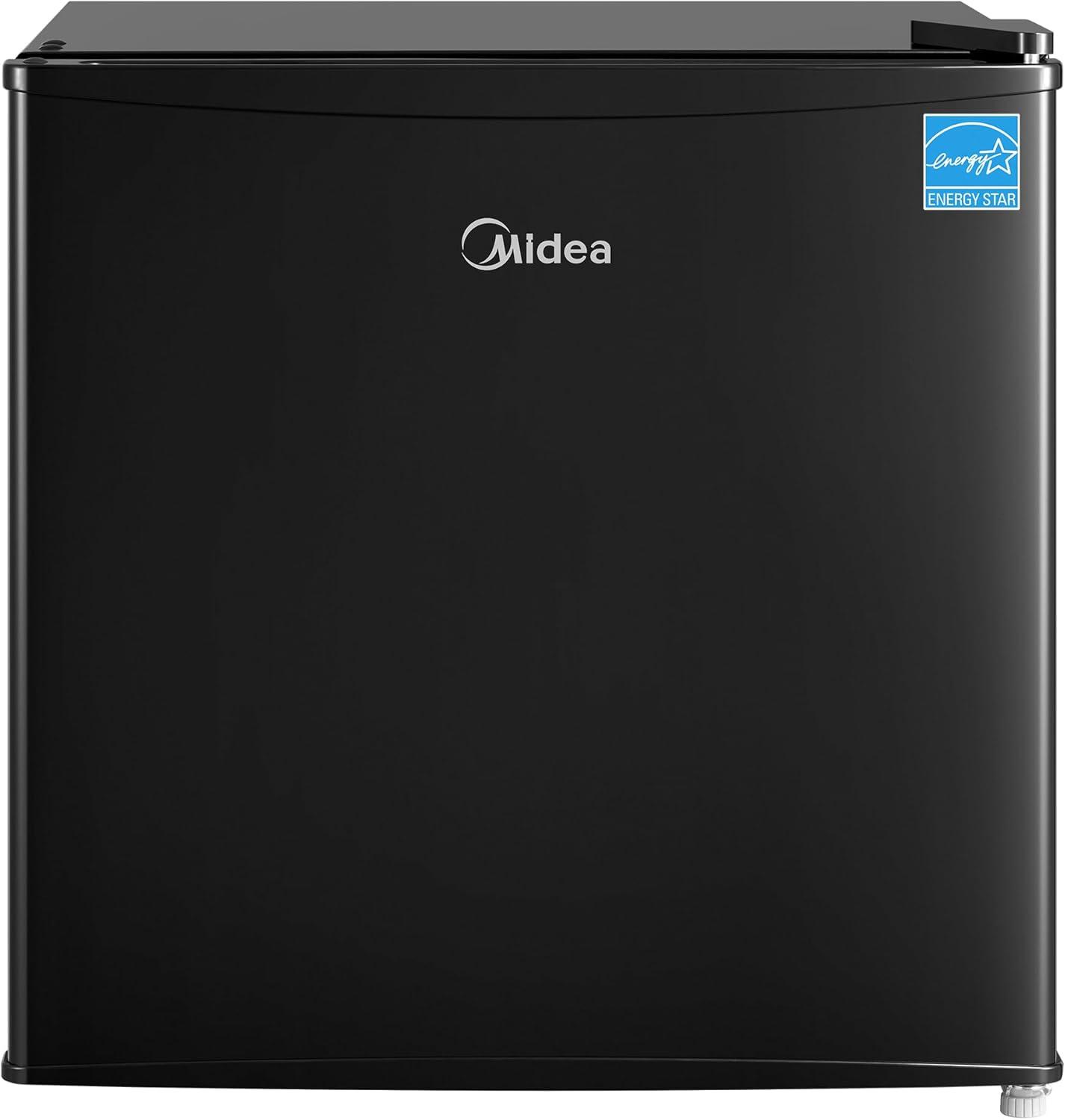 image:imageMidea MERM33S1AST Mini Fridge 33 Cuft Compact Fridge with Internal Light Adjustable Thermostat Reversible Door Low Noise for Dorm Office Bedroom Stainless SteelBlack