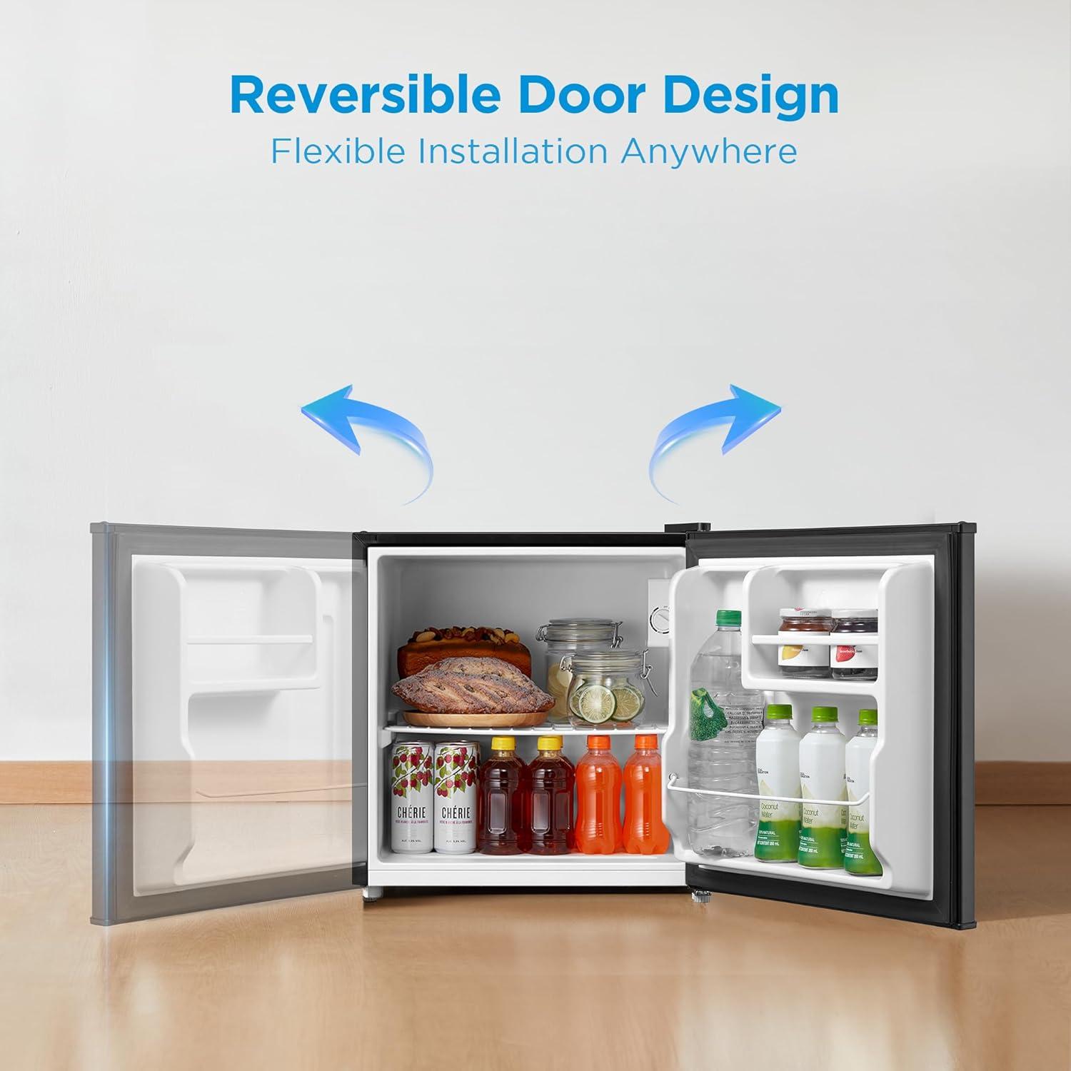 image:imageMidea MERM33S1AST Mini Fridge 33 Cuft Compact Fridge with Internal Light Adjustable Thermostat Reversible Door Low Noise for Dorm Office Bedroom Stainless SteelBlack